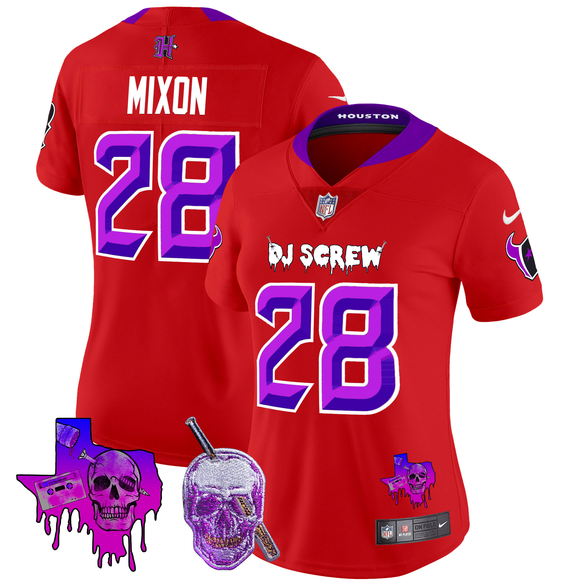 Joe Mixon Women's Houston Texans DJ Screw Vapor Limited Red Jersey - All Stitched
