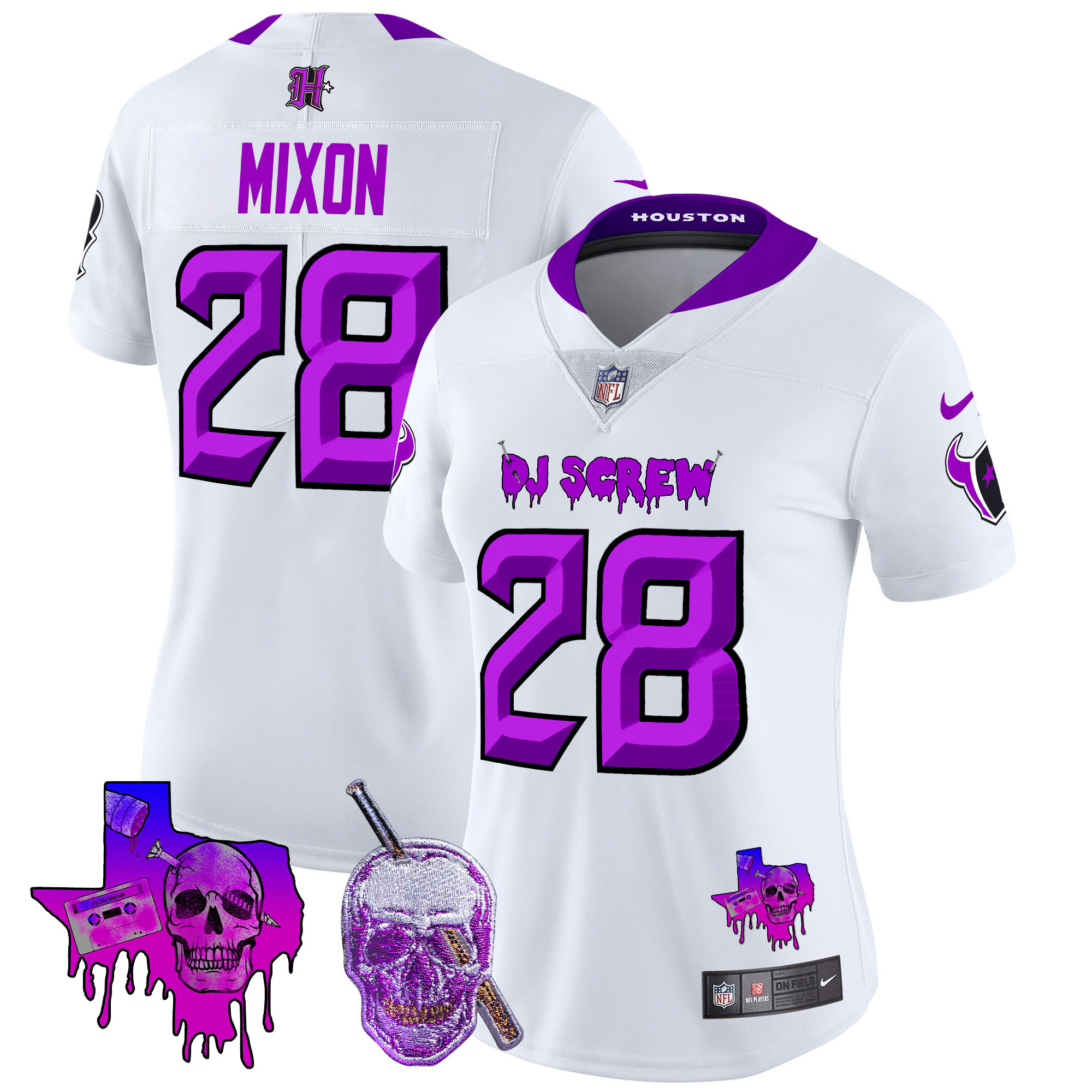 Joe Mixon Women's Houston Texans DJ Screw Vapor Limited White Jersey - All Stitched