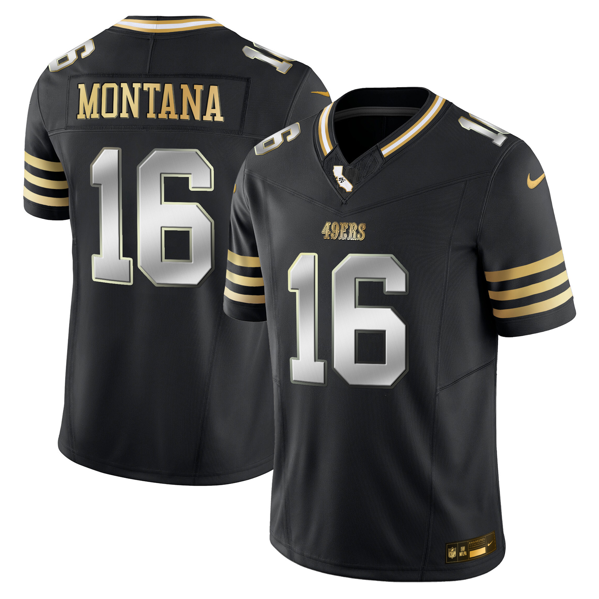 Joe Montana Men's San Francisco 49ers 2024 Gold Vapor Black Limited Jersey - All Stitched