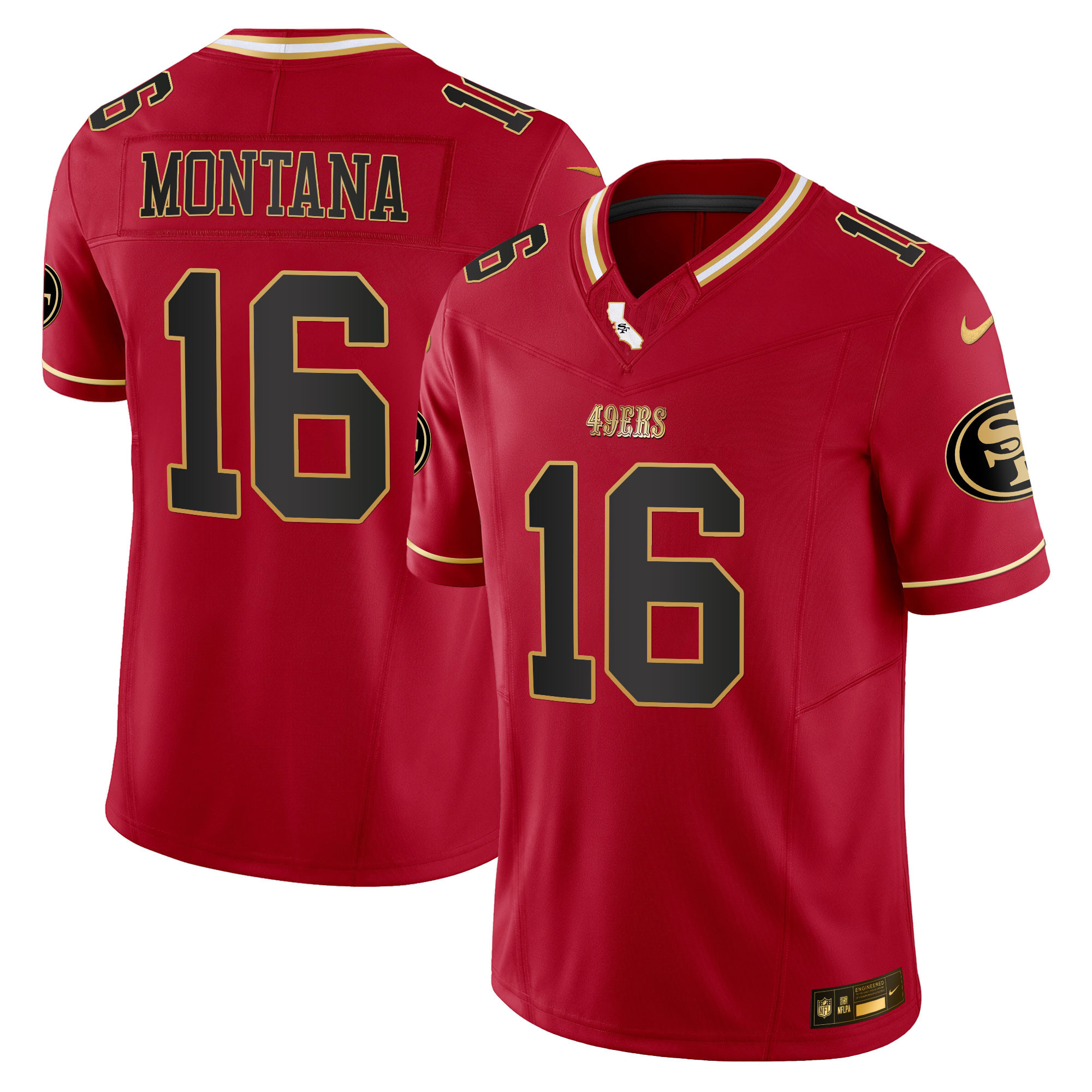 Joe Montana Men's San Francisco 49ers 2024 Gold Vapor Scarlet Limited Jersey - All Stitched
