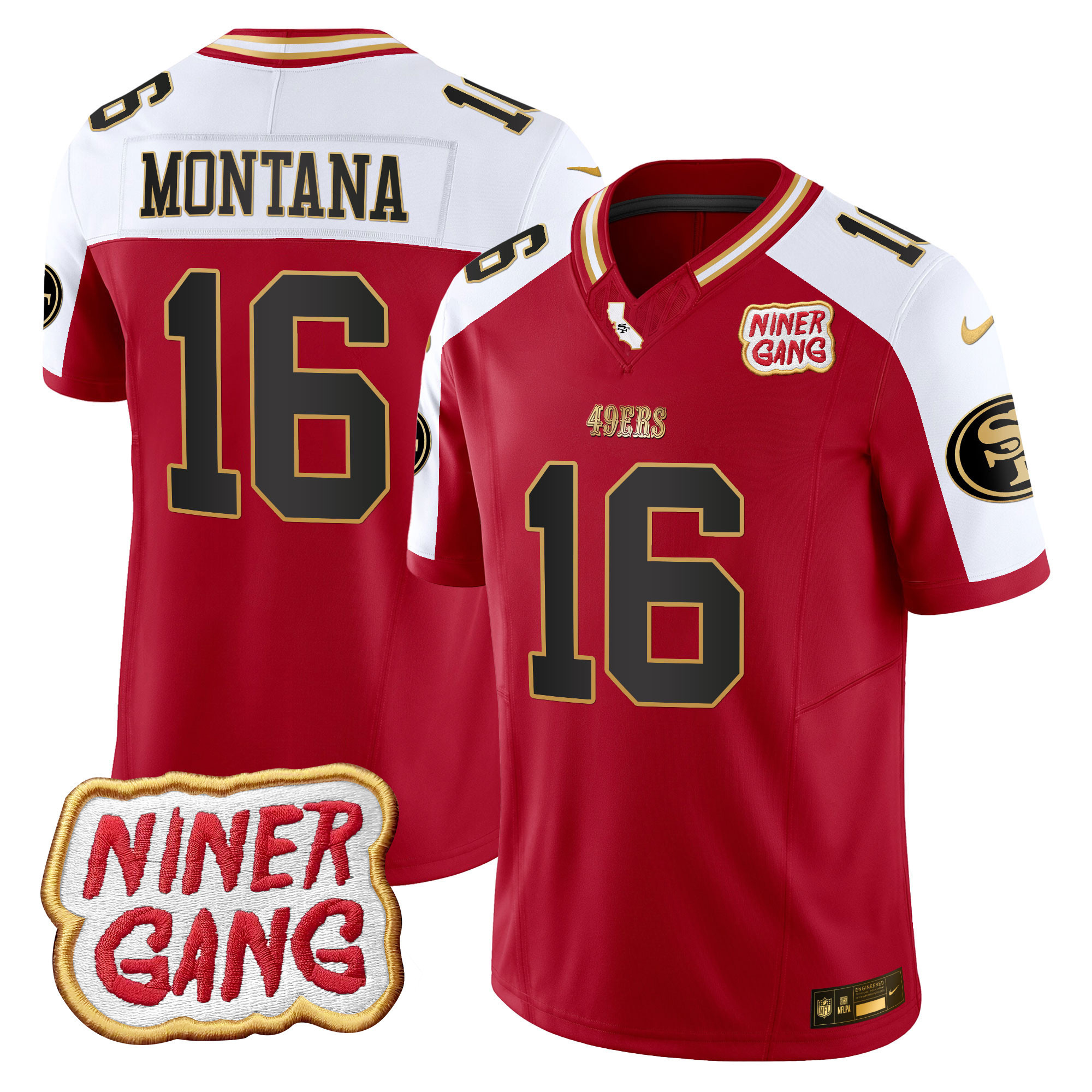 Joe Montana Men's San Francisco 49ers 2024 Niner Gang Patch Vapor Alternate Jersey - All Stitched