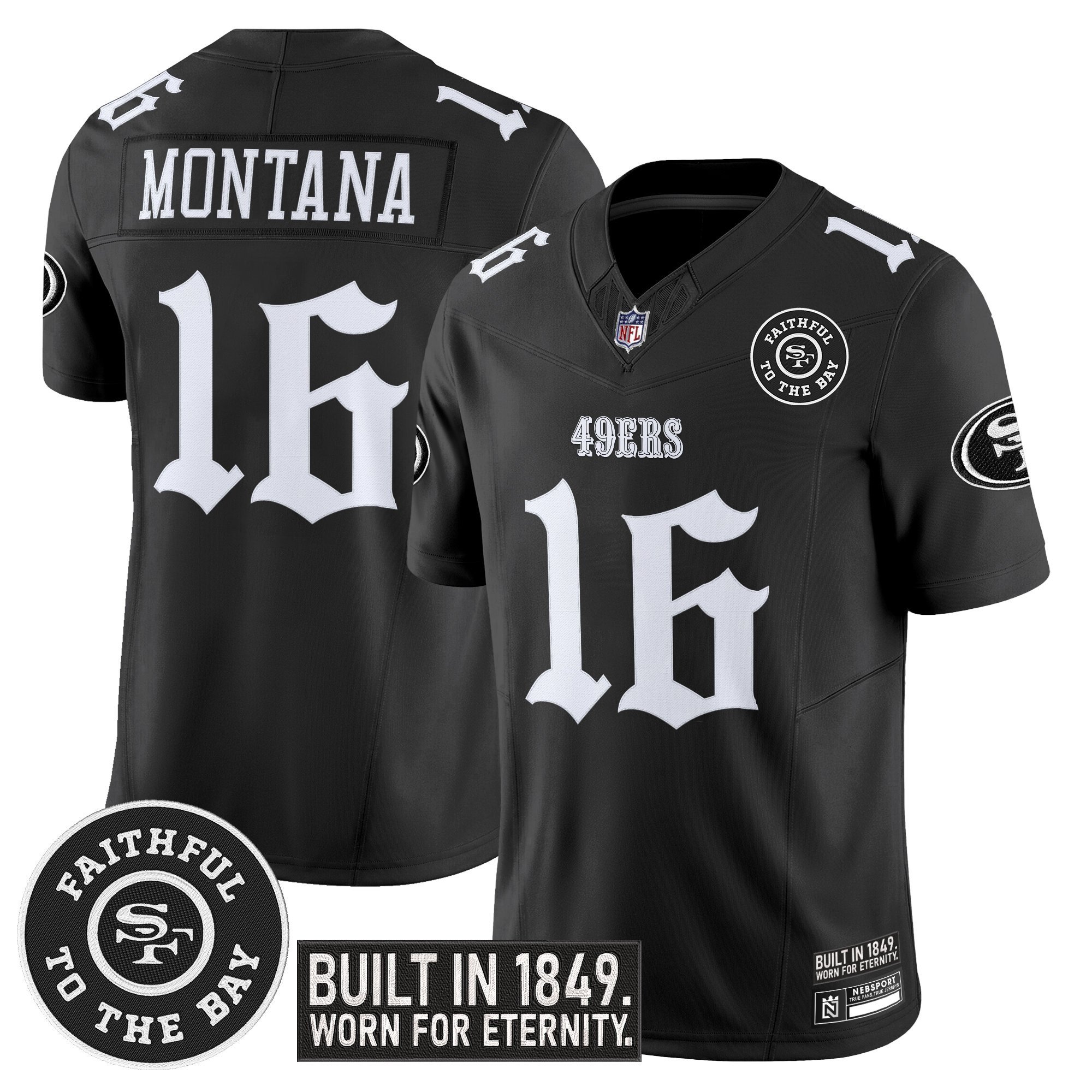 Joe Montana Men's San Francisco 49ers 'Fog City Gothic Edition' Vapor Limited Black Jersey - All Stitched