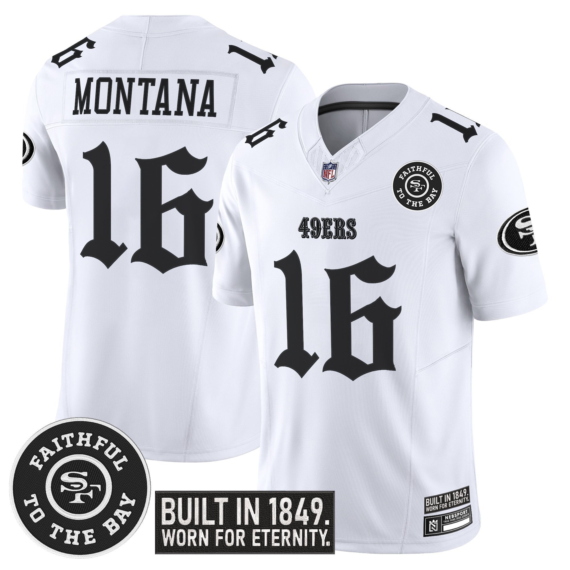 Joe Montana Men's San Francisco 49ers 'Fog City Gothic Edition' Vapor Limited White Jersey - All Stitched
