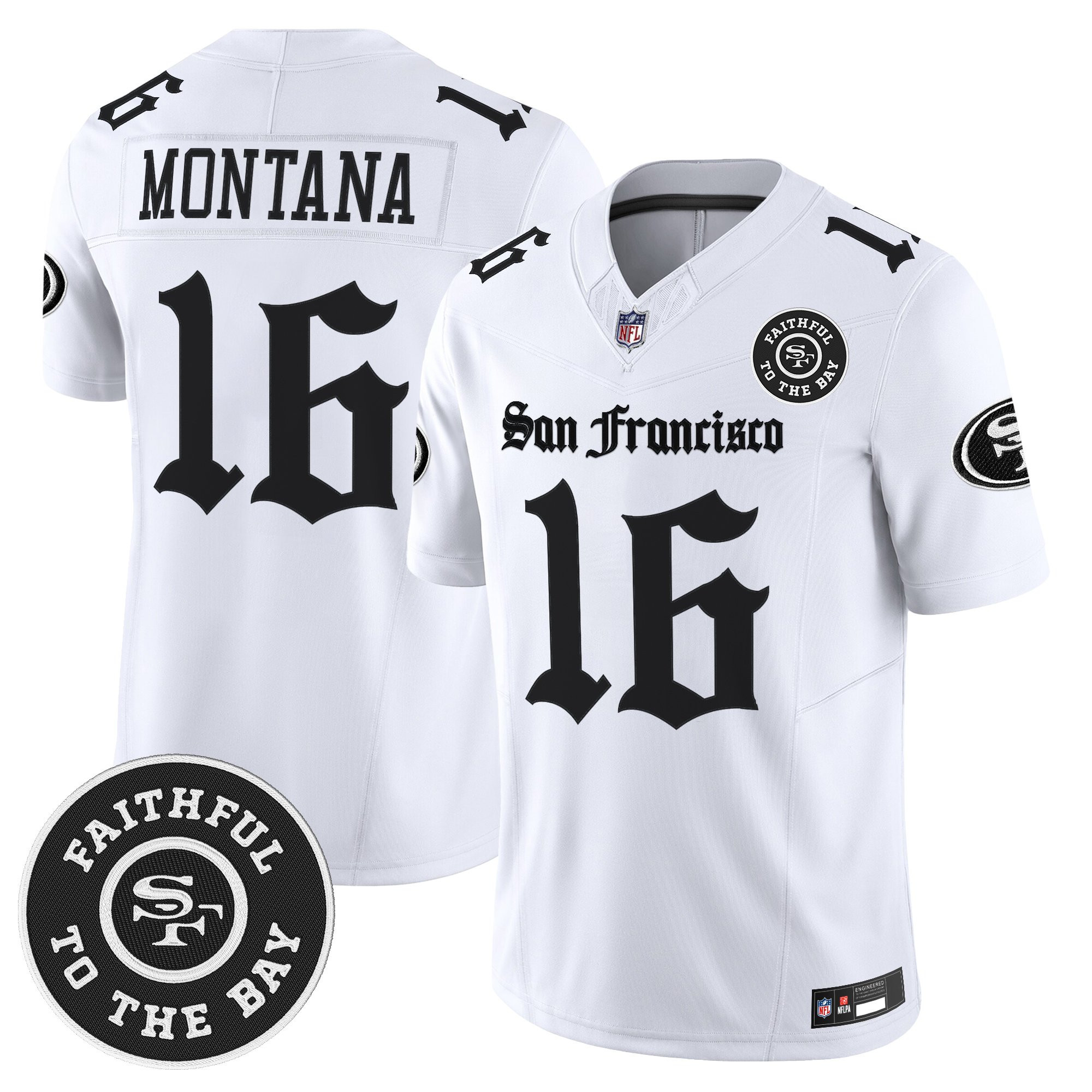 Joe Montana Men's San Francisco 49ers 'Gothic Edition' Vapor Limited White Jersey - All Stitched
