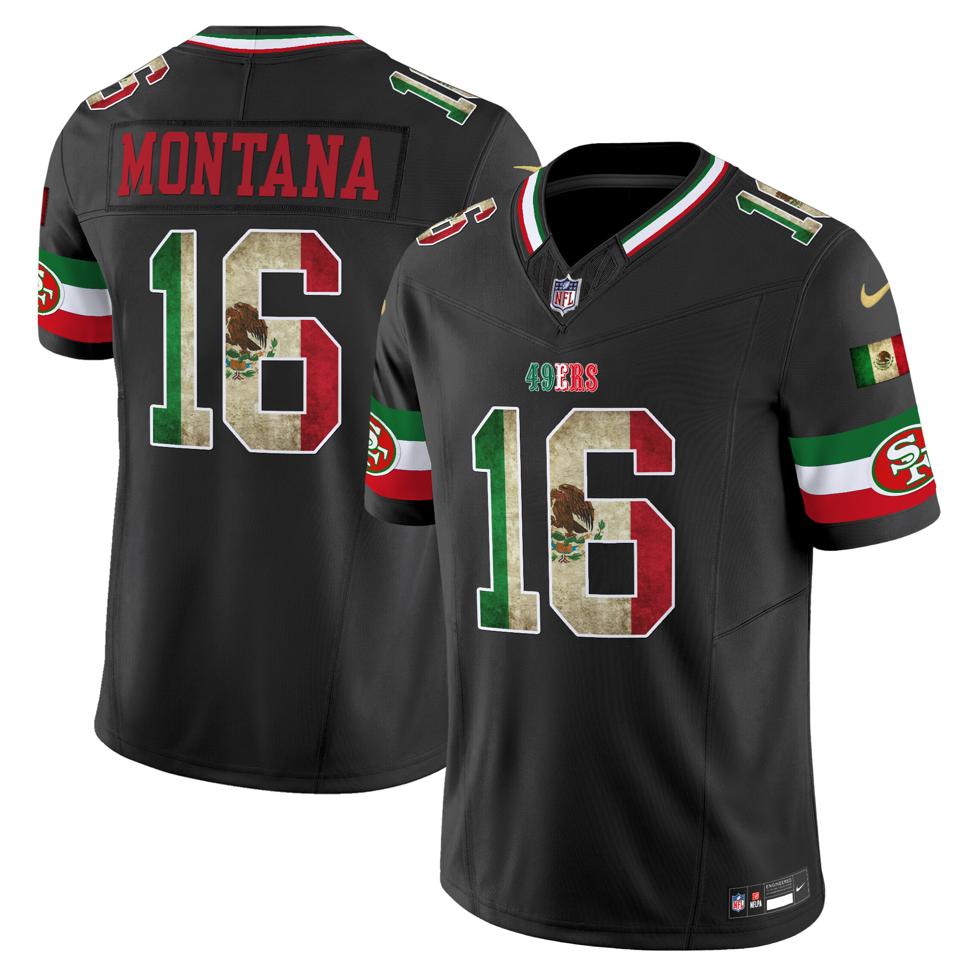 Joe Montana Men's San Francisco 49ers Mexico Vapor Limited Black Jersey - All Stitched