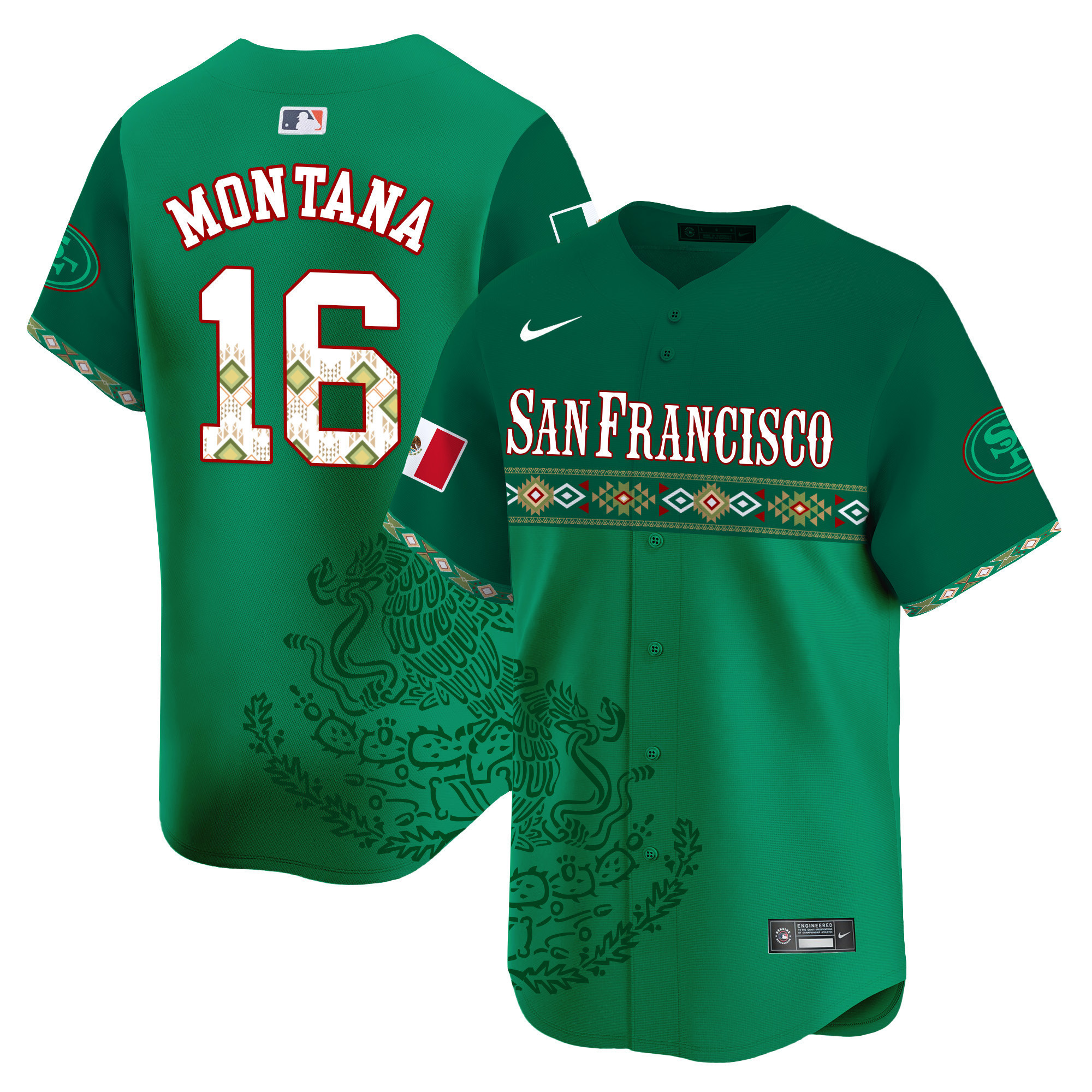 Joe Montana Men's San Francisco 49ers Mexico Vapor Premier Limited Jersey - Printed Green Jersey - All Stitched