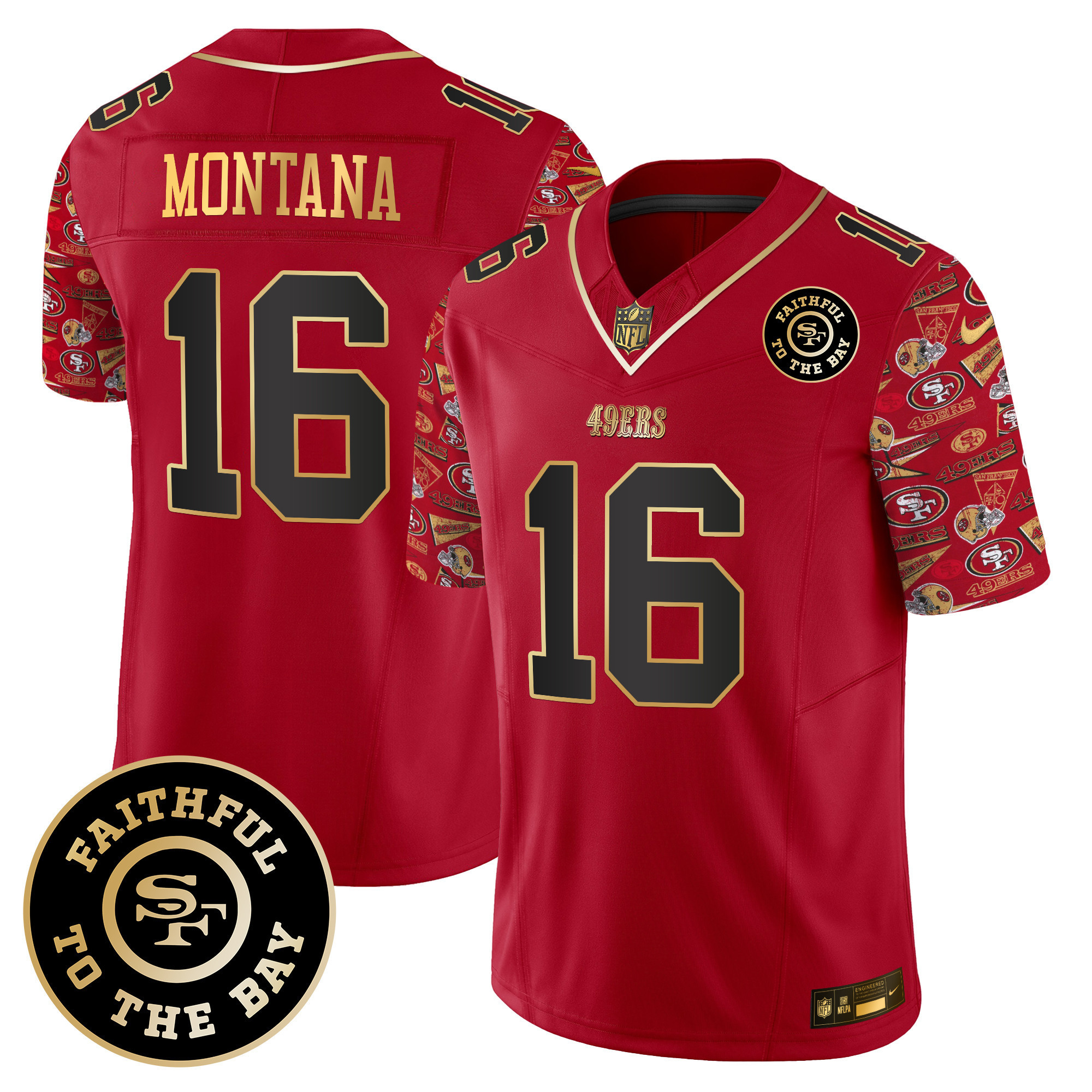 Joe Montana Men's San Francisco 49ers Pattern Style Vapor Limited Scarlet Limited Jersey - All Stitched