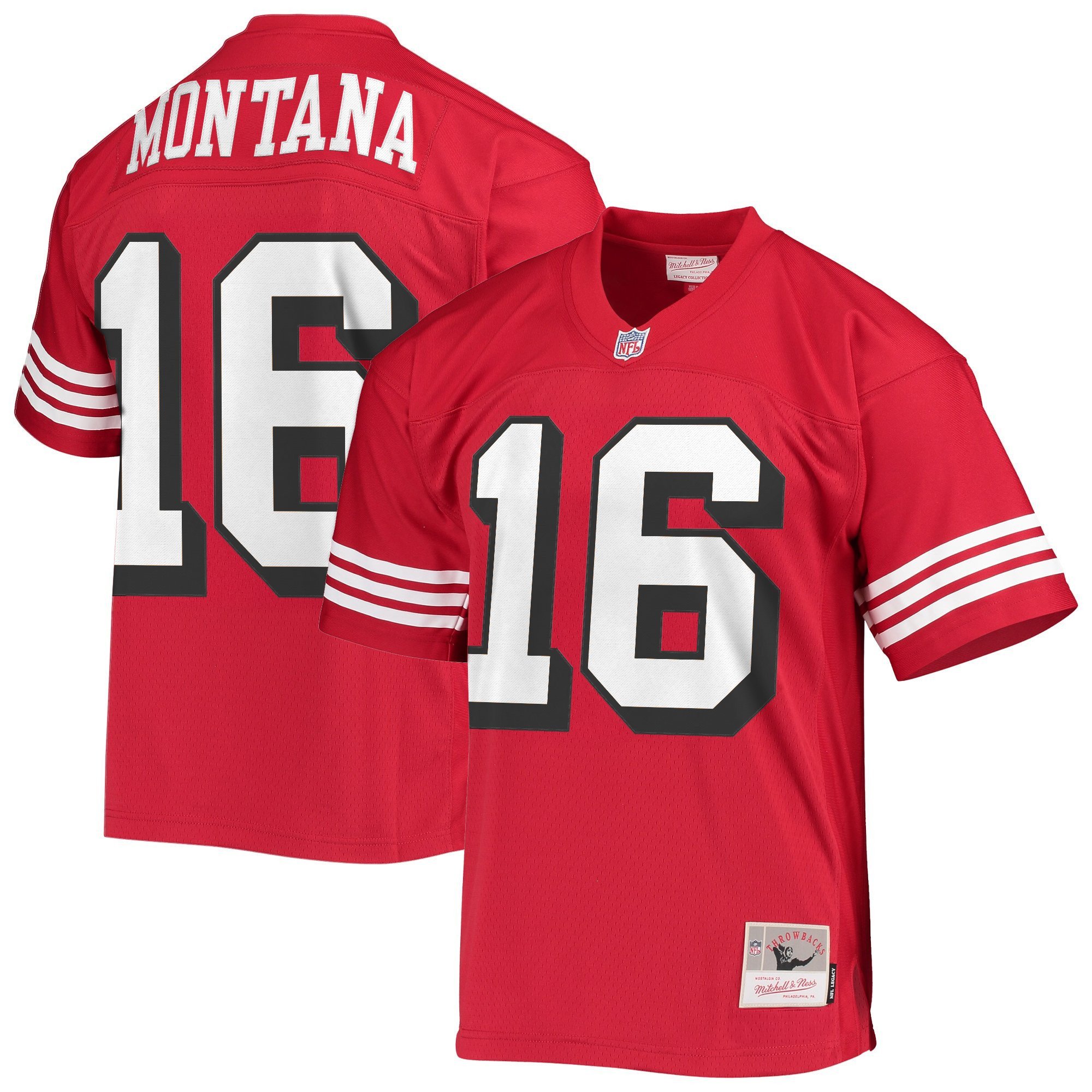 Joe Montana Men's San Francisco 49ers Throwback Player Red Legacy Jersey - All Stitched