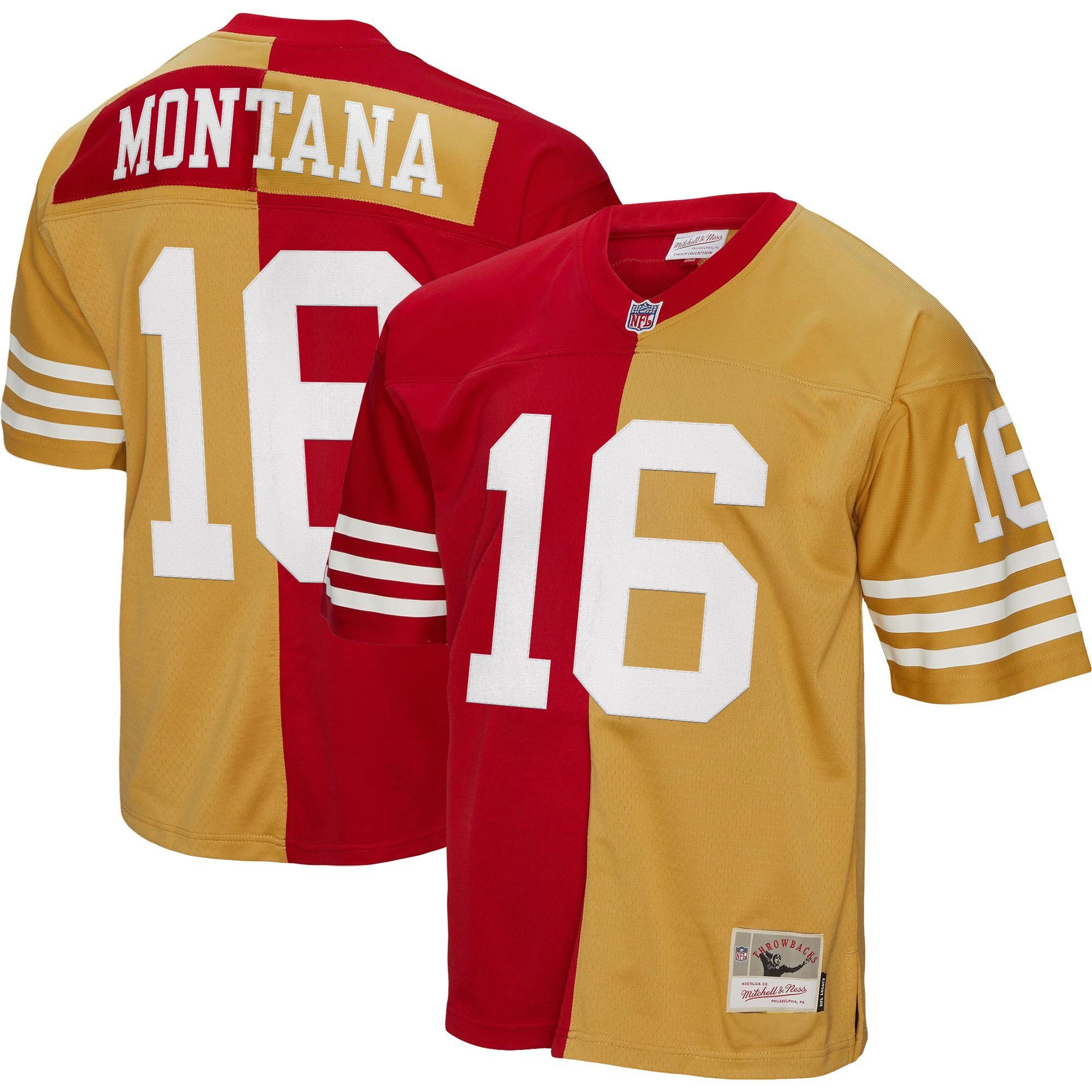 Joe Montana Men's San Francisco 49ers Throwback Player Split Legacy Jersey - All Stitched
