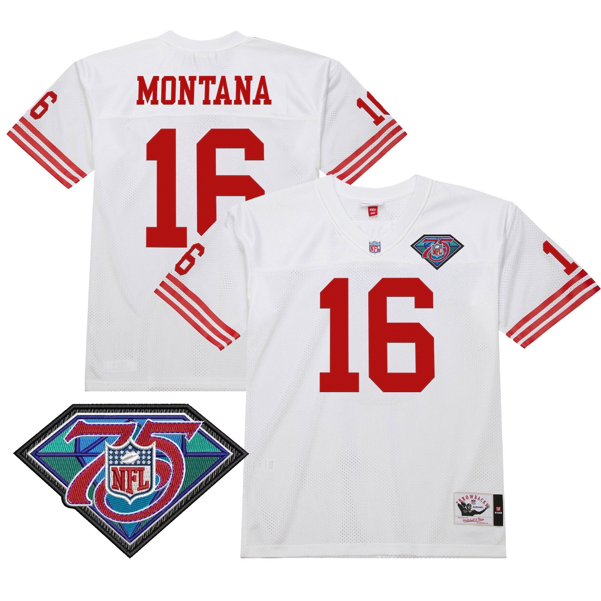 Joe Montana Men's San Francisco 49ers Throwback Player White Retired Jersey - All Stitched
