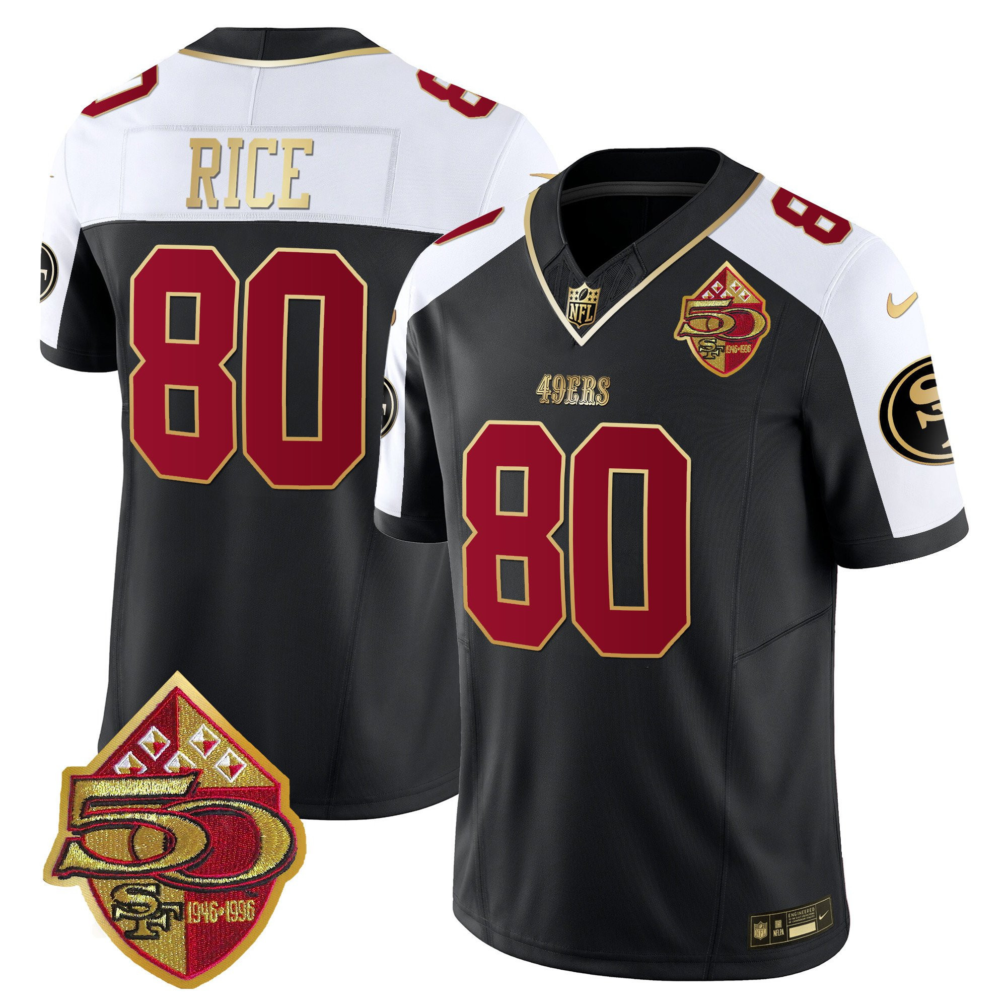 Joe Montana San Francisco 49ers 50th Anniversary Patch Vapor Limited Black Alternate Jersey - All Stitched