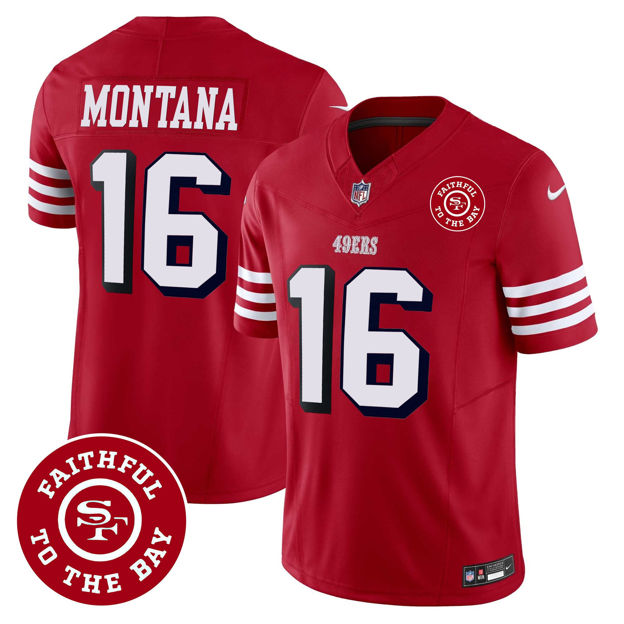 Joe Montana San Francisco 49ers Faithful To The Bay Patch Vapor Red Jersey - All Stitched