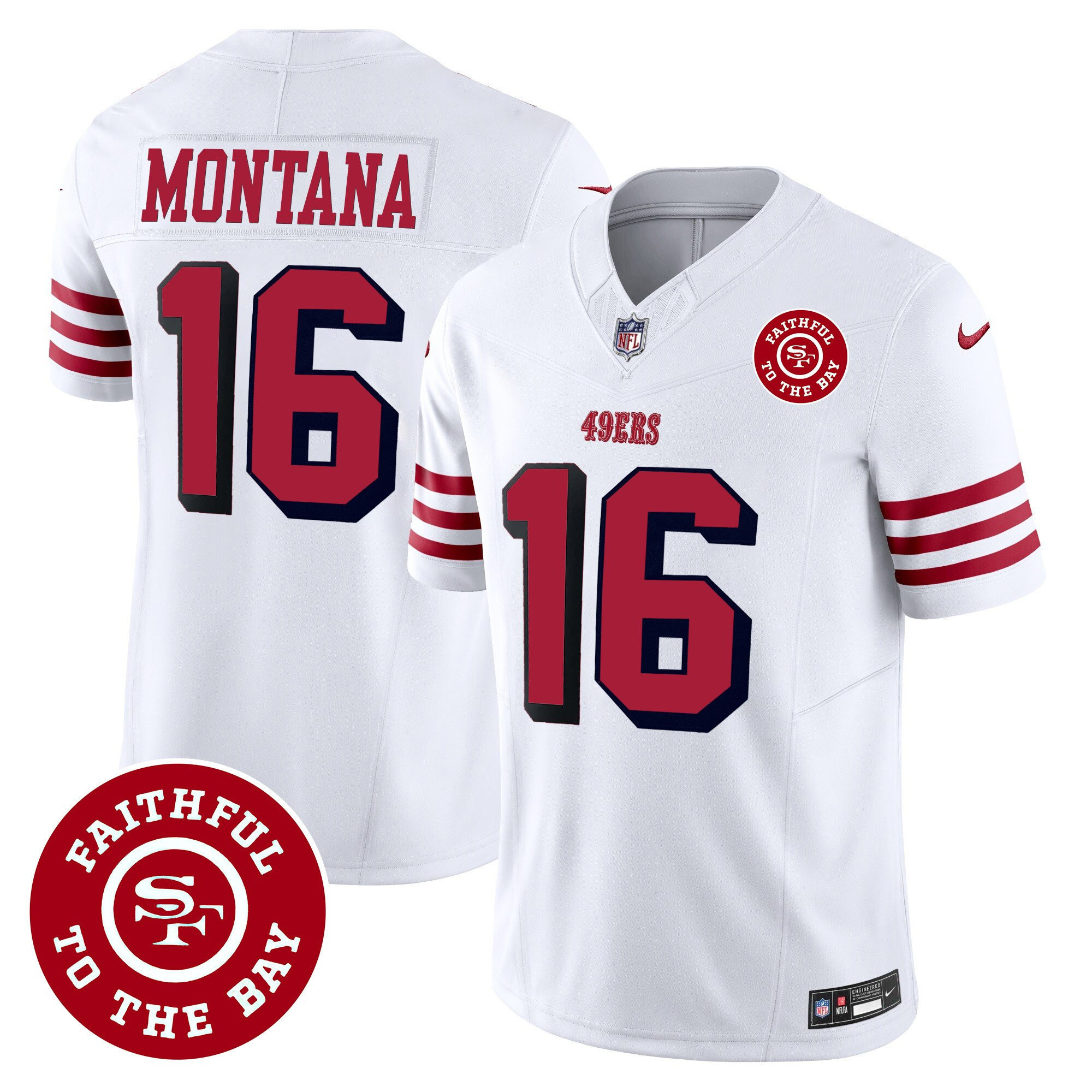 Joe Montana San Francisco 49ers Faithful To The Bay Patch Vapor White Jersey - All Stitched