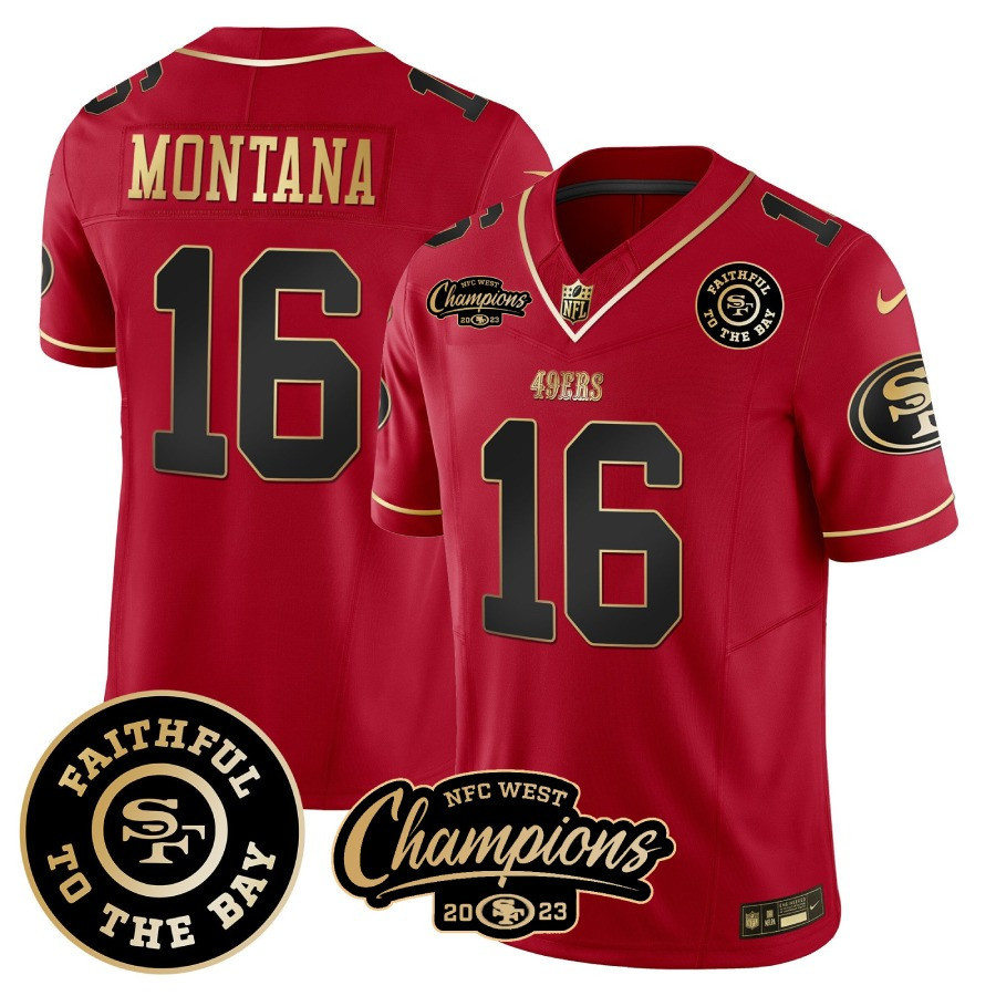 Joe Montana San Francisco 49ers Vapor Limited NFC West Champs Red Jersey - All Stitched