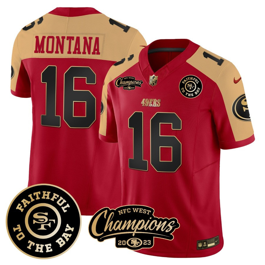 Joe Montana San Francisco 49ers Vapor Limited NFC West Champs Red/Brown Jersey - All Stitched