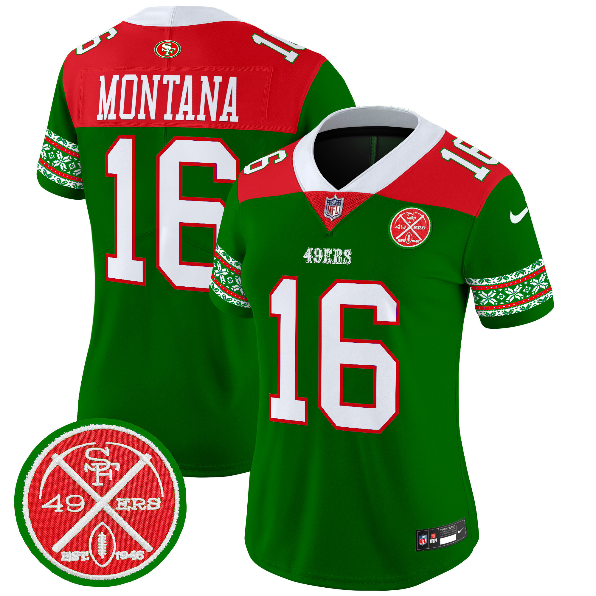 Joe Montana Women's San Francisco 49ers 2024 Christmas Vapor Limited Green Jersey - All Stitched