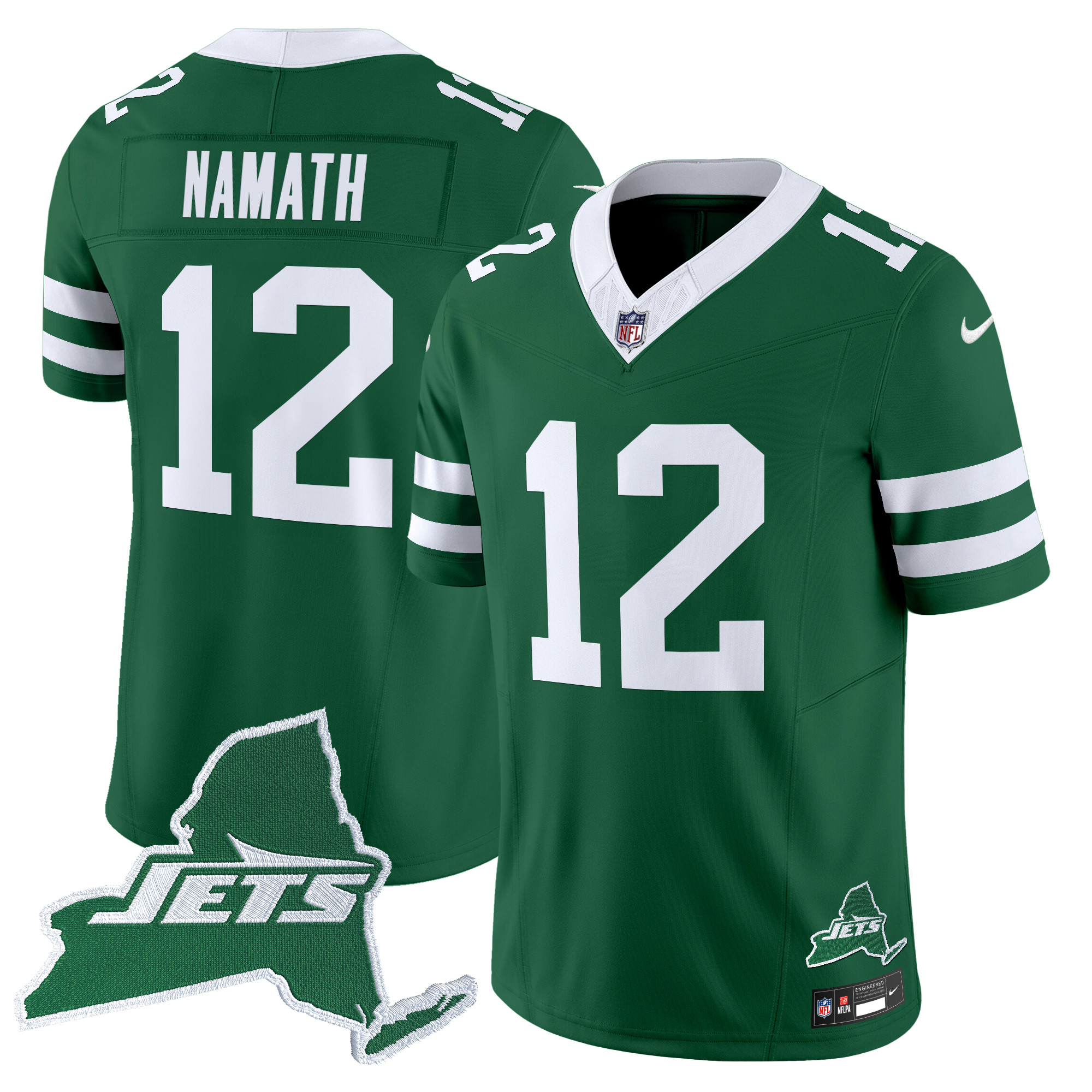 Joe Namath Men's New York Jets Home Patch Vapor Legacy Limited Green Jersey - All Stitched