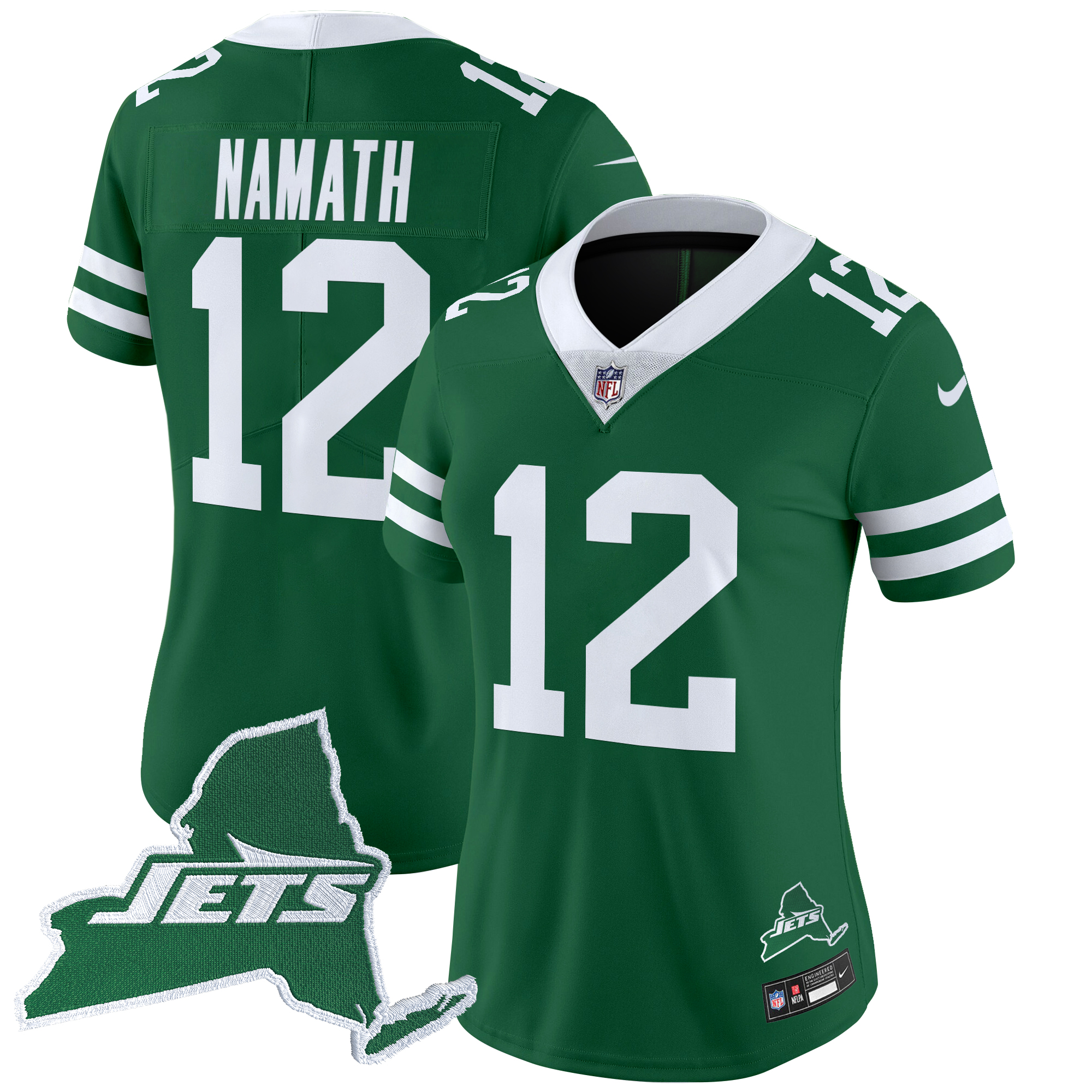 Joe Namath Women's New York Jets Home Patch Vapor Legacy Limited Green Jersey - All Stitched