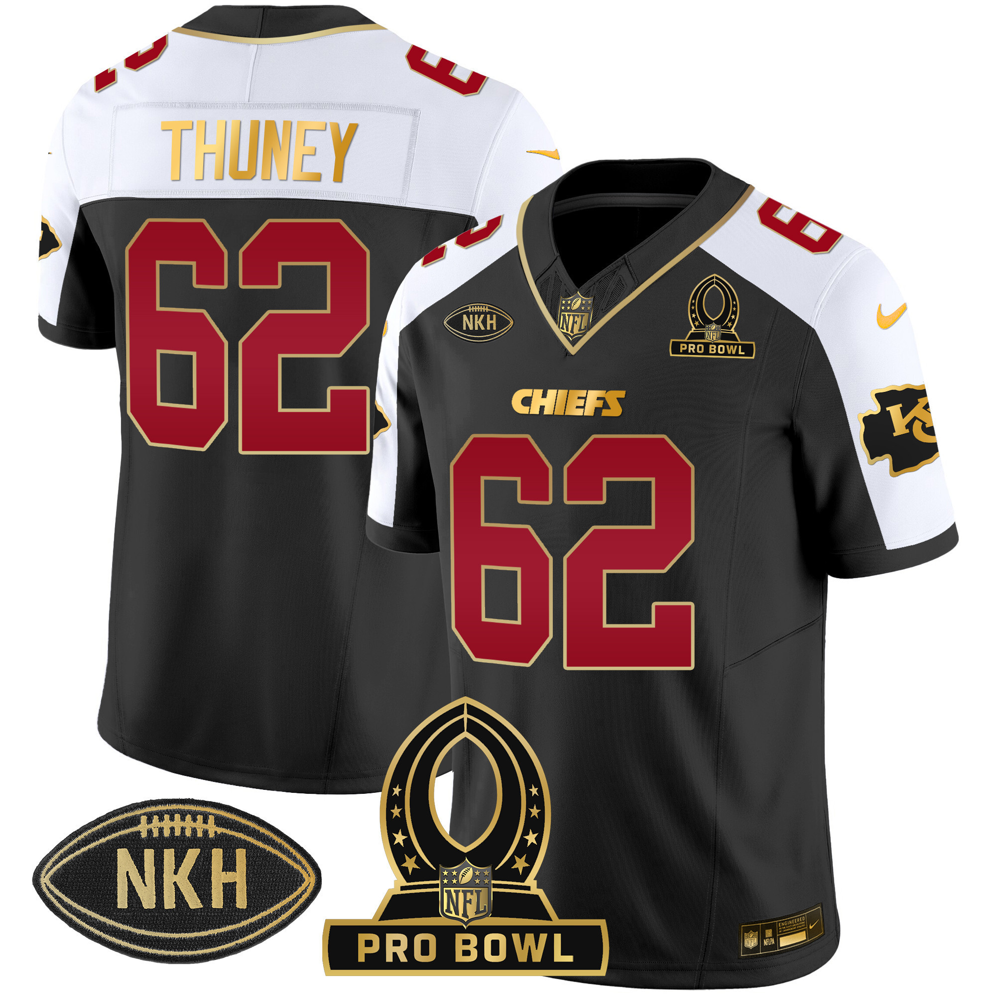 Joe Thuney Men's Kansas City Chiefs 2024 Pro Bowl Patch Vapor Black Alternate Jersey - All Stitched