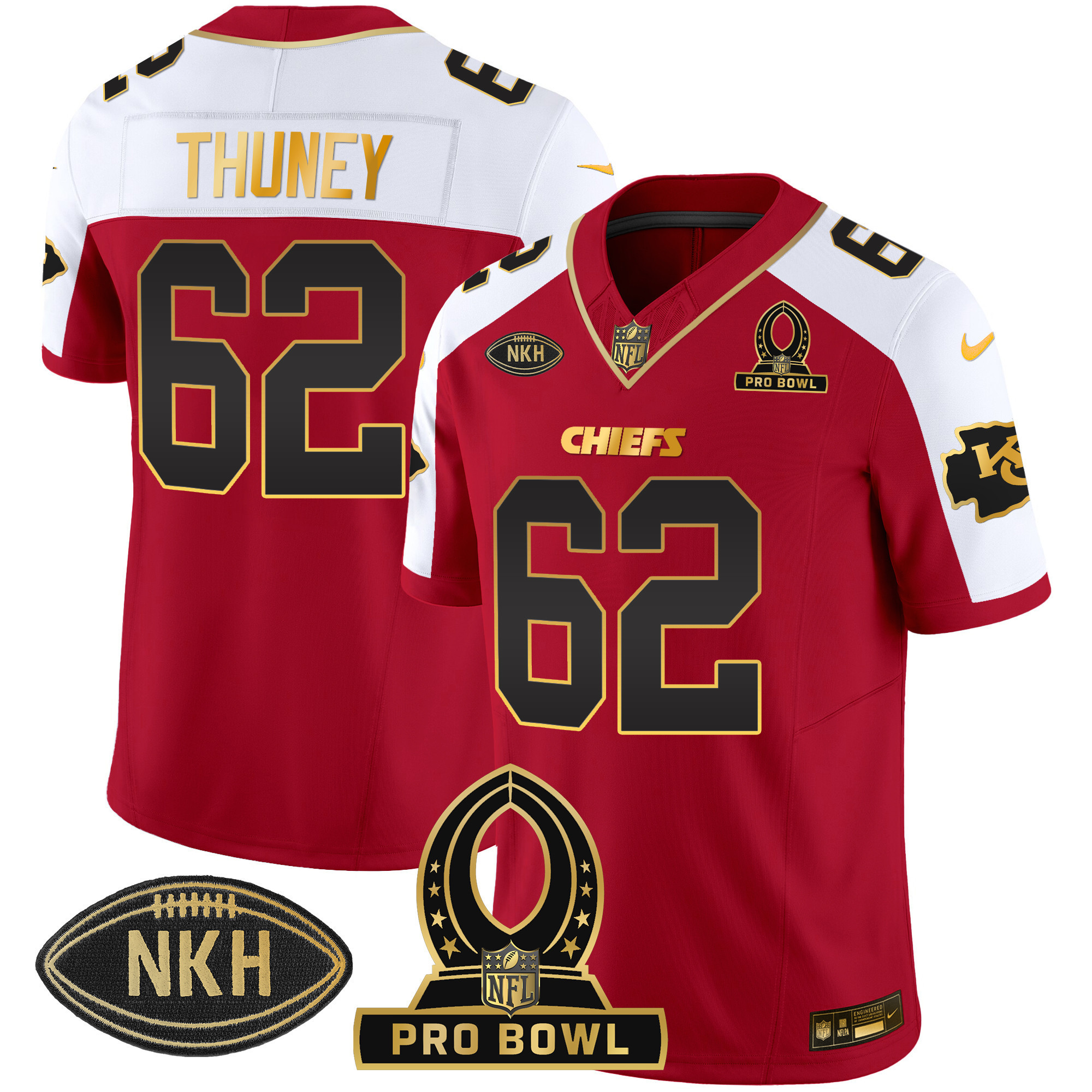 Joe Thuney Men's Kansas City Chiefs 2024 Pro Bowl Patch Vapor Red Alternate Jersey - All Stitched