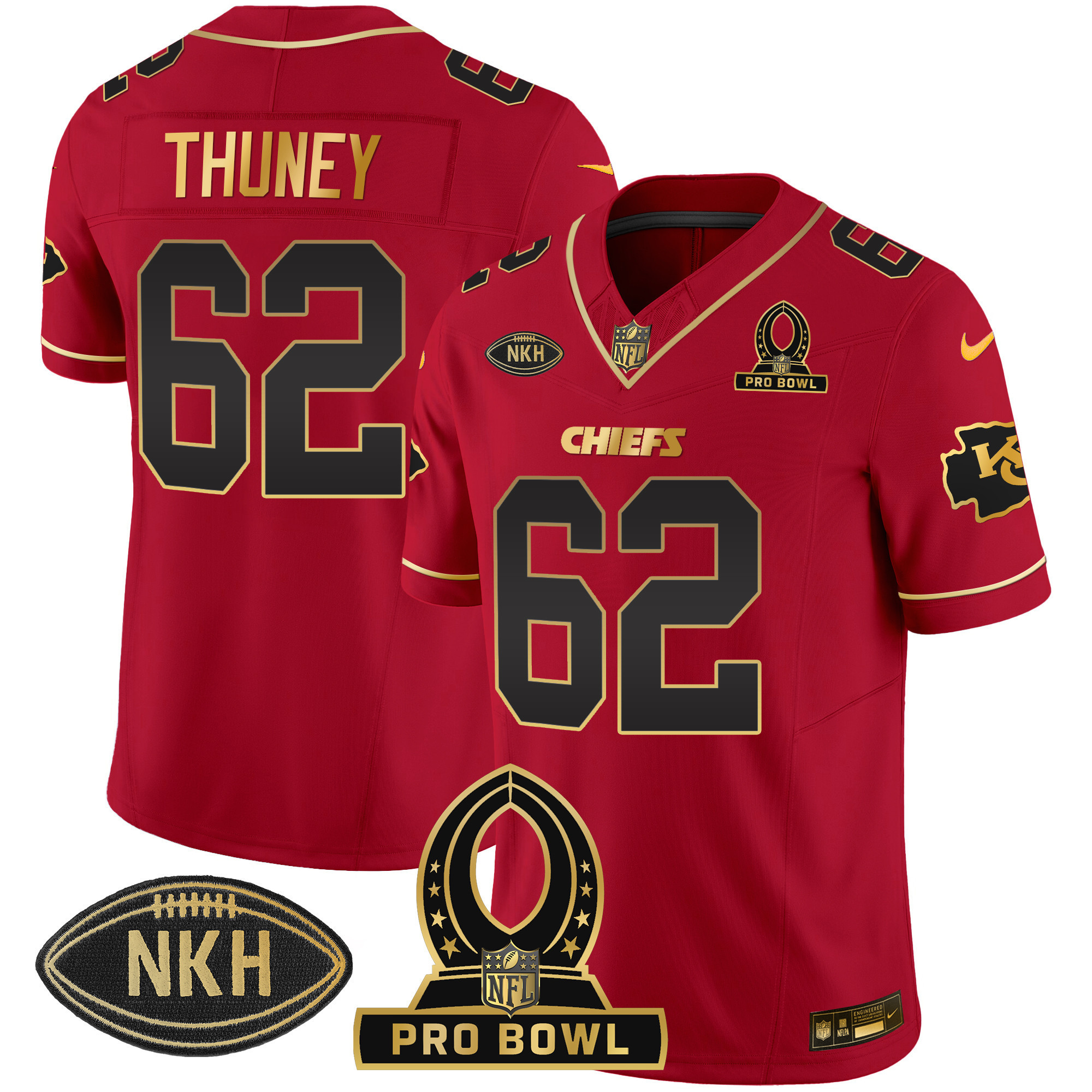 Joe Thuney Men's Kansas City Chiefs 2024 Pro Bowl Patch Vapor Red Special Jersey - All Stitched