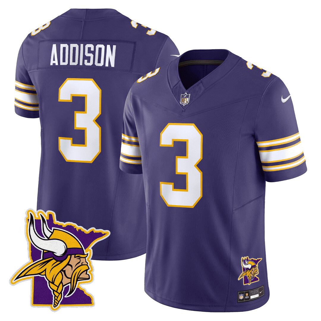 Jordan Addison Men's Minnesota Vikings Minnesota Map Patch Limited Purple Jersey - All Stitched