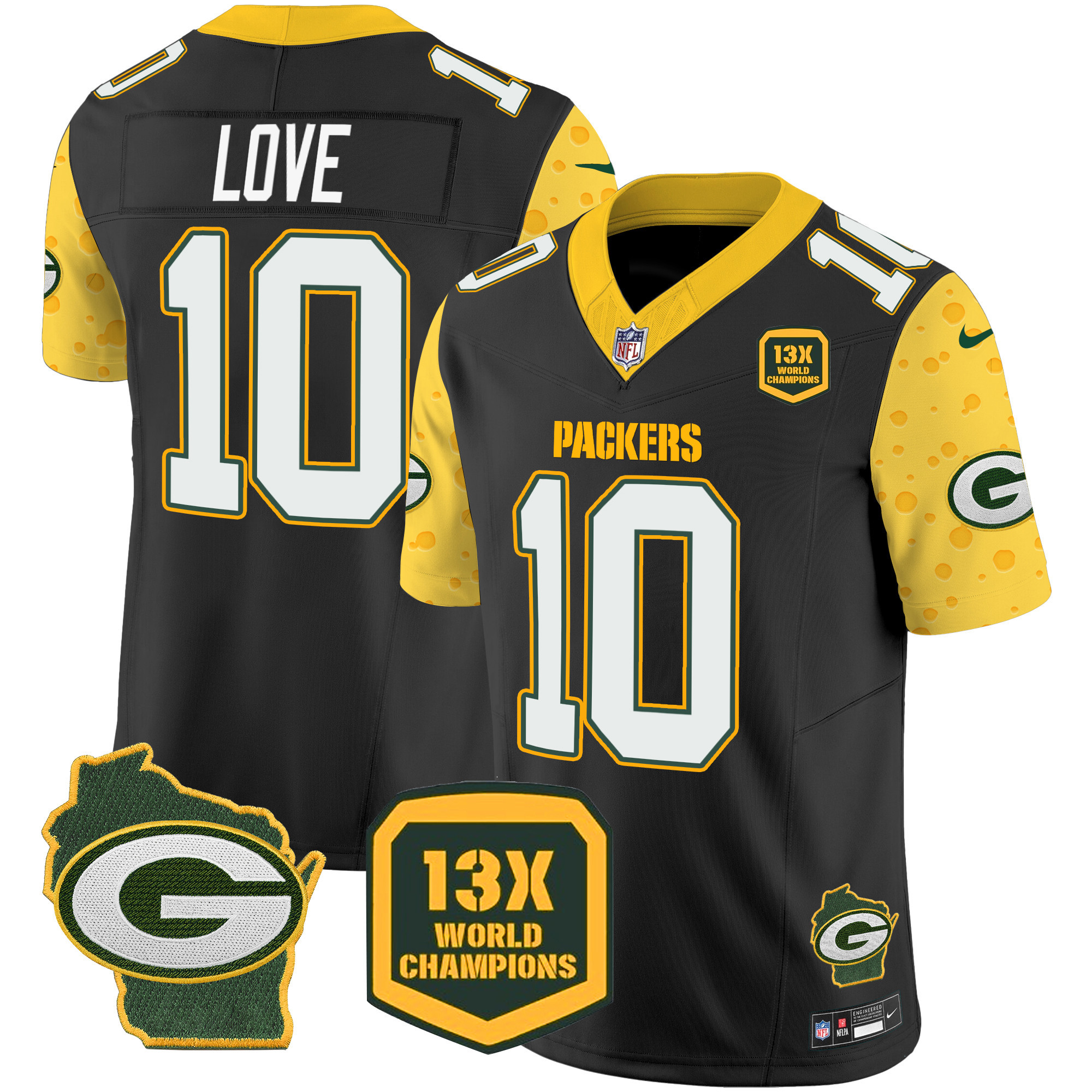 Jordan Love Men's Green Bay Packers Cheese Vapor Limited Jersey Ã¢â‚¬â€œ All Stitched Black Jersey - All Stitched