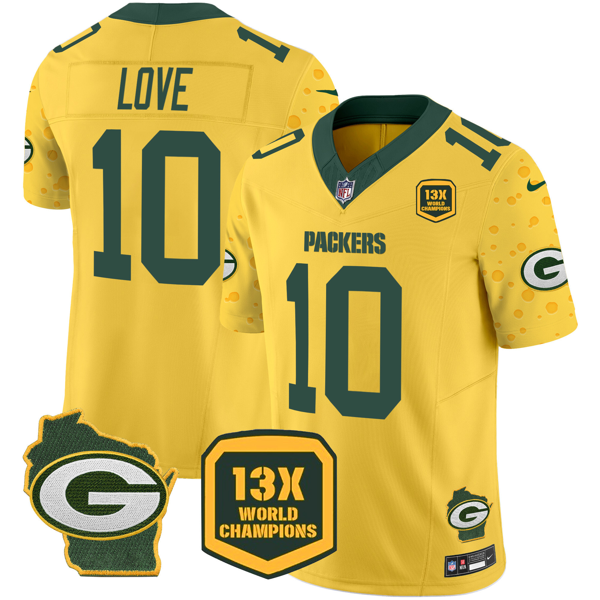 Jordan Love Men's Green Bay Packers Cheese Vapor Limited Jersey ÃƒÂ¢Ã¢â€šÂ¬Ã¢â‚¬Å“ All Stitched Gold Jersey - All Stitched