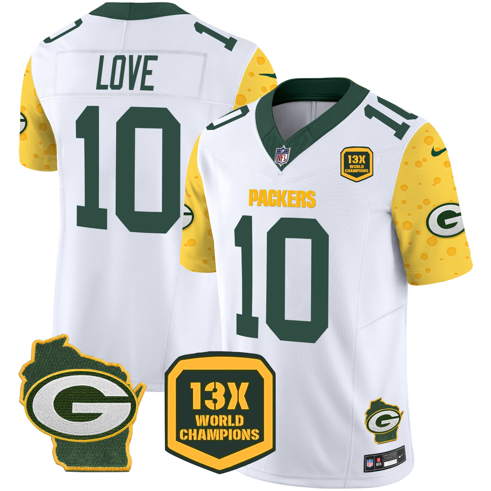 Jordan Love Men's Green Bay Packers Cheese Vapor Limited Jersey Ã¢â‚¬â€œ All Stitched White Jersey - All Stitched