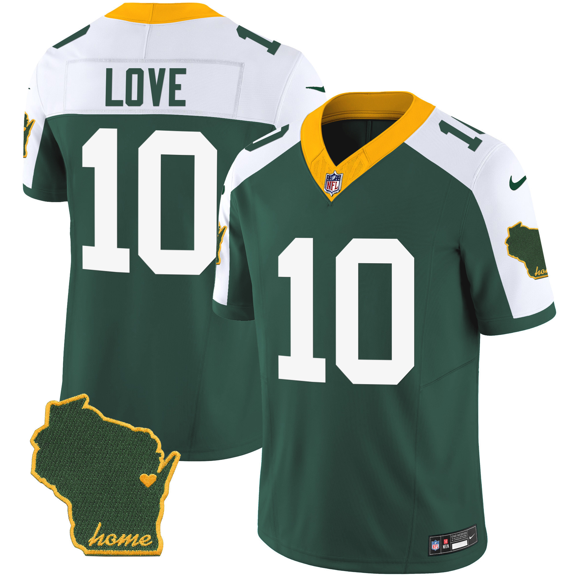 Jordan Love Men's Green Bay Packers Home Patch Vapor Alternate Jersey - All Stitched