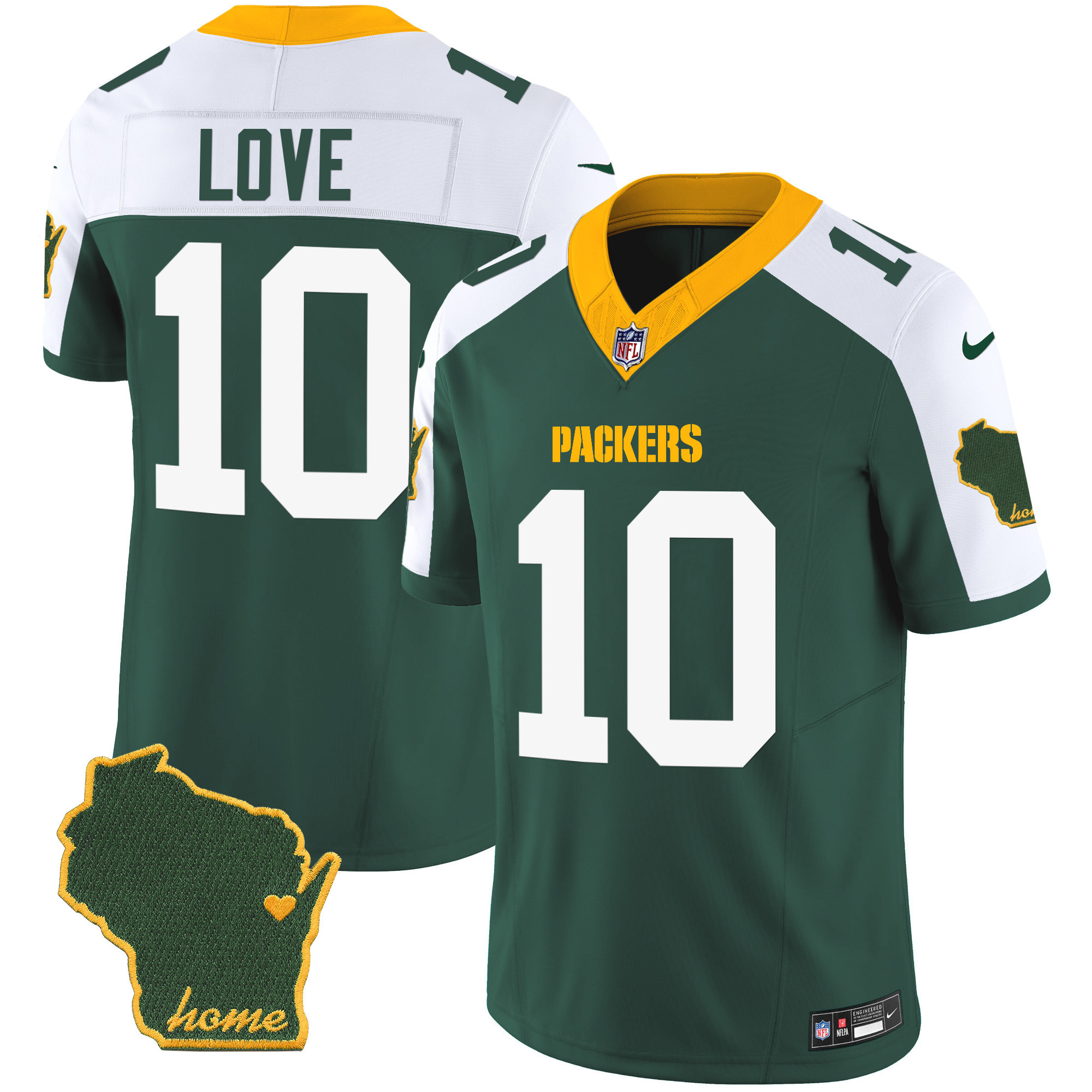 Jordan Love Men's Green Bay Packers Home Patch Vapor Alternate Jersey - All Stitched