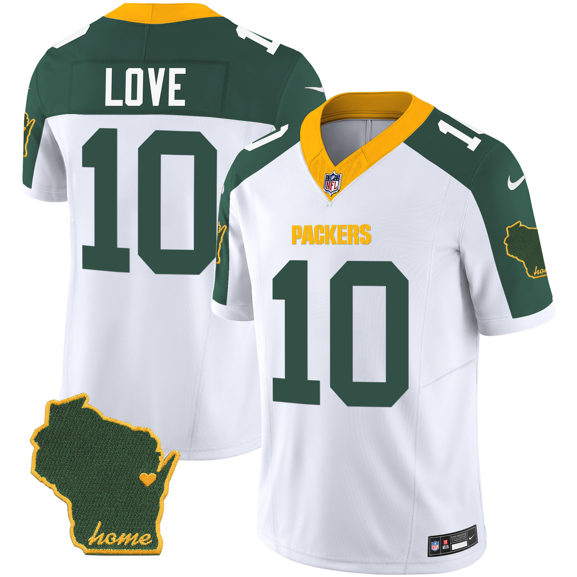 Jordan Love Men's Green Bay Packers Home Patch Vapor Inverted Jersey - All Stitched