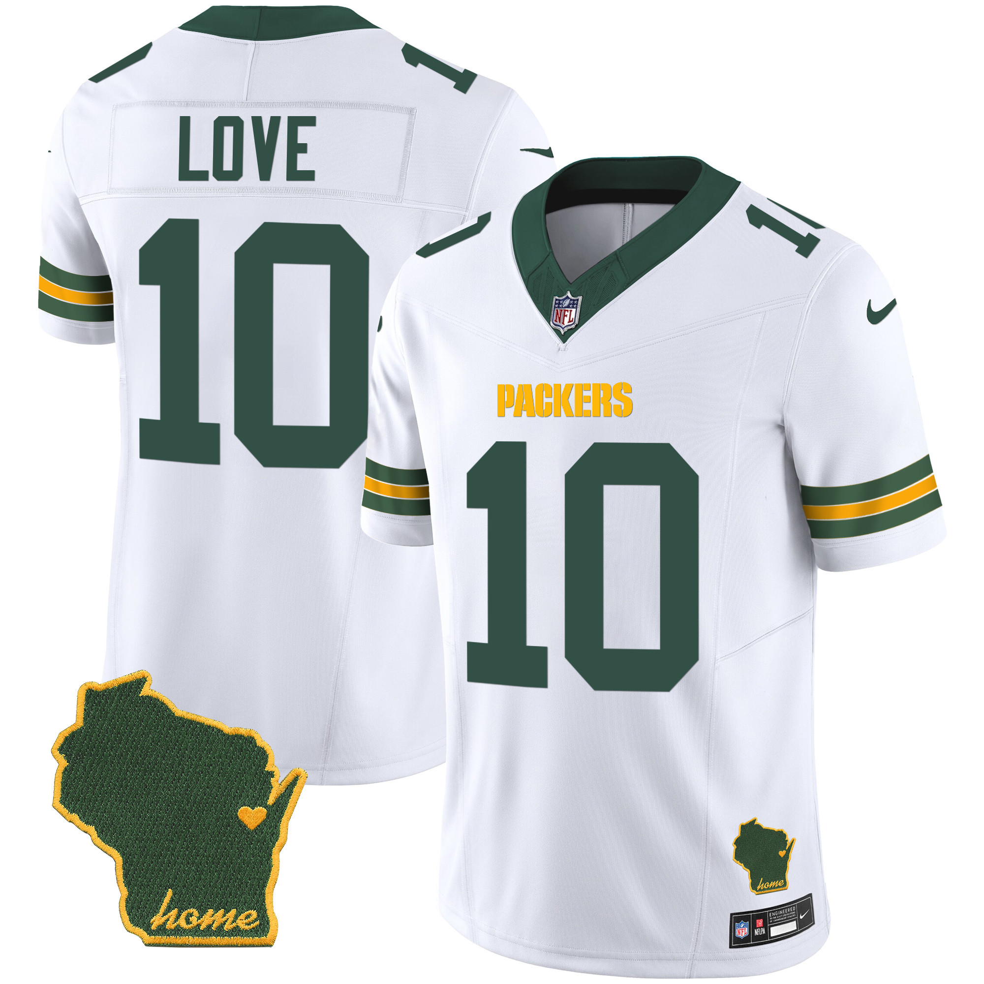Jordan Love Men's Green Bay Packers Home Patch Vapor White Jersey - All Stitched