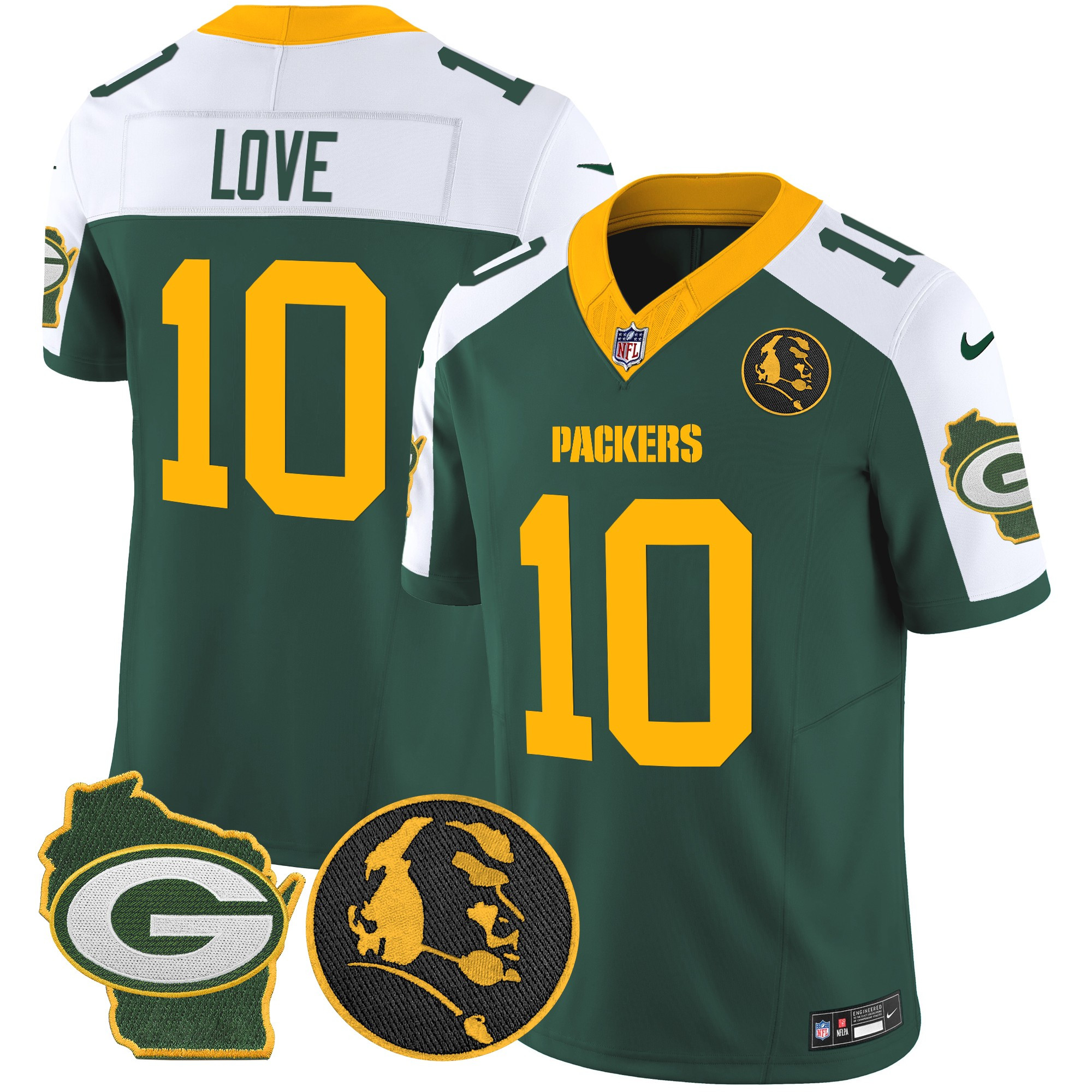 Jordan Love Men's Green Bay Packers John Madden & Home Patch Vapor Limited Green Alternate Jersey - All Stitched