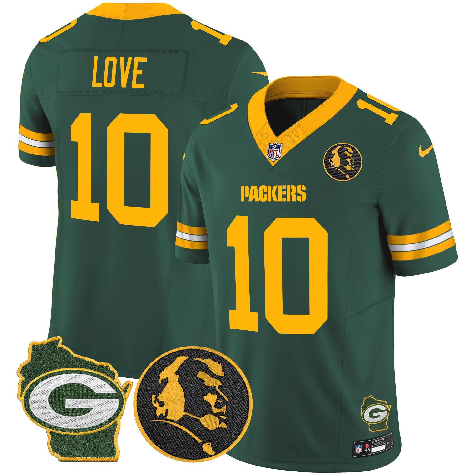 Jordan Love Men's Green Bay Packers John Madden & Home Patch Vapor Limited Green Jersey - All Stitched