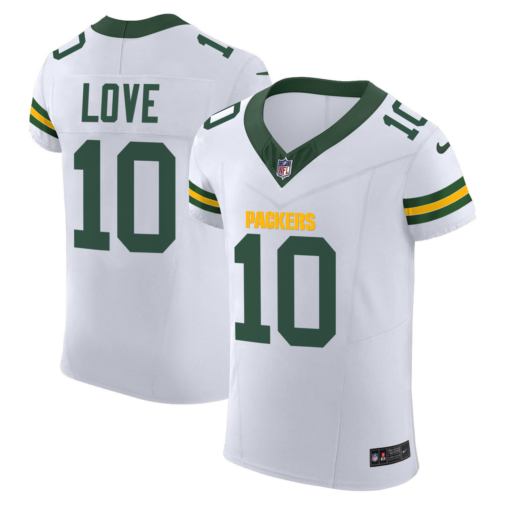 Jordan Love Men's Green Bay Packers Vapor Elite White Jersey - All Stitched