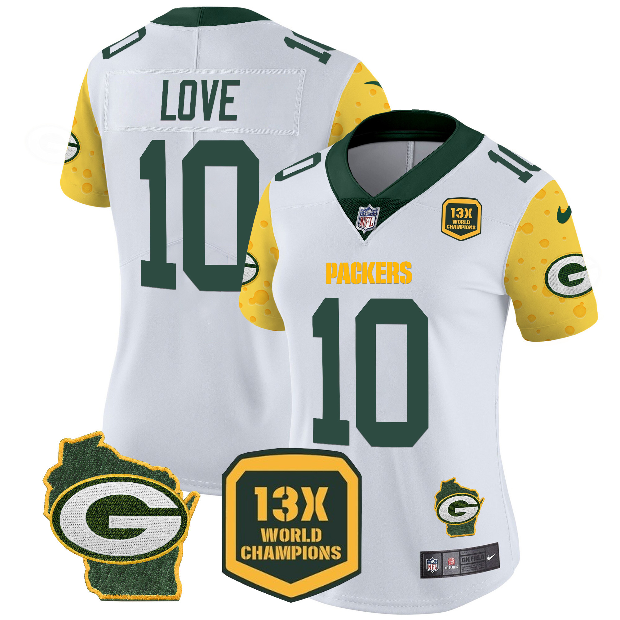 Jordan Love Women's Green Bay Packers Cheese Vapor Limited Jersey ÃƒÂ¢Ã¢â€šÂ¬Ã¢â‚¬Å“ All Stitched White Jersey - All Stitched