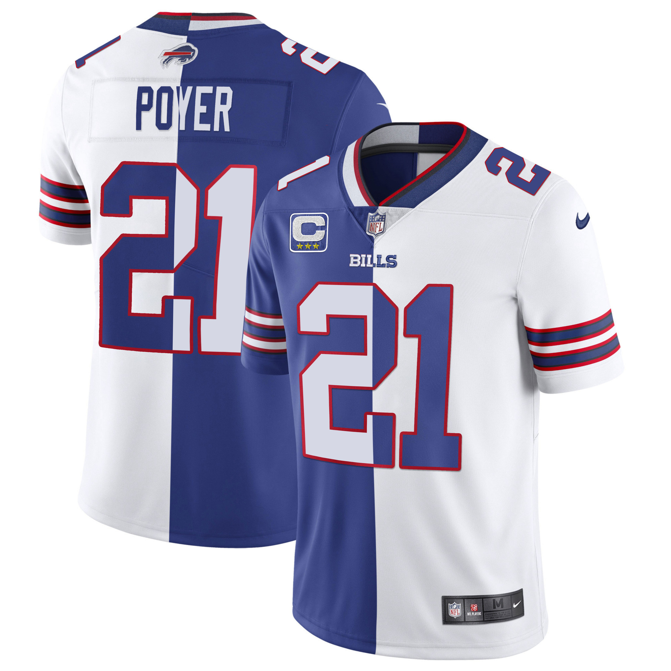 Jordan Poyer Buffalo Bills Split - All Stitched Split Royal White Jersey - All Stitched
