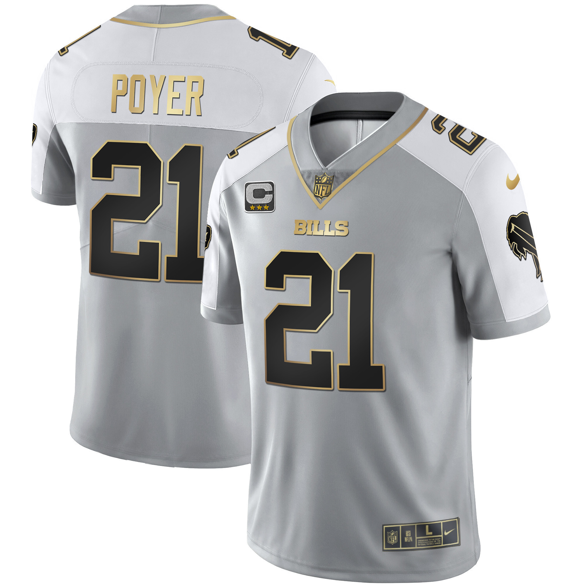 Jordan Poyer Men's Buffalo Bills Alternate Vapor Black Gold & Black Inverted Limited - All Stitched Gray Gold Jersey - All Stitched