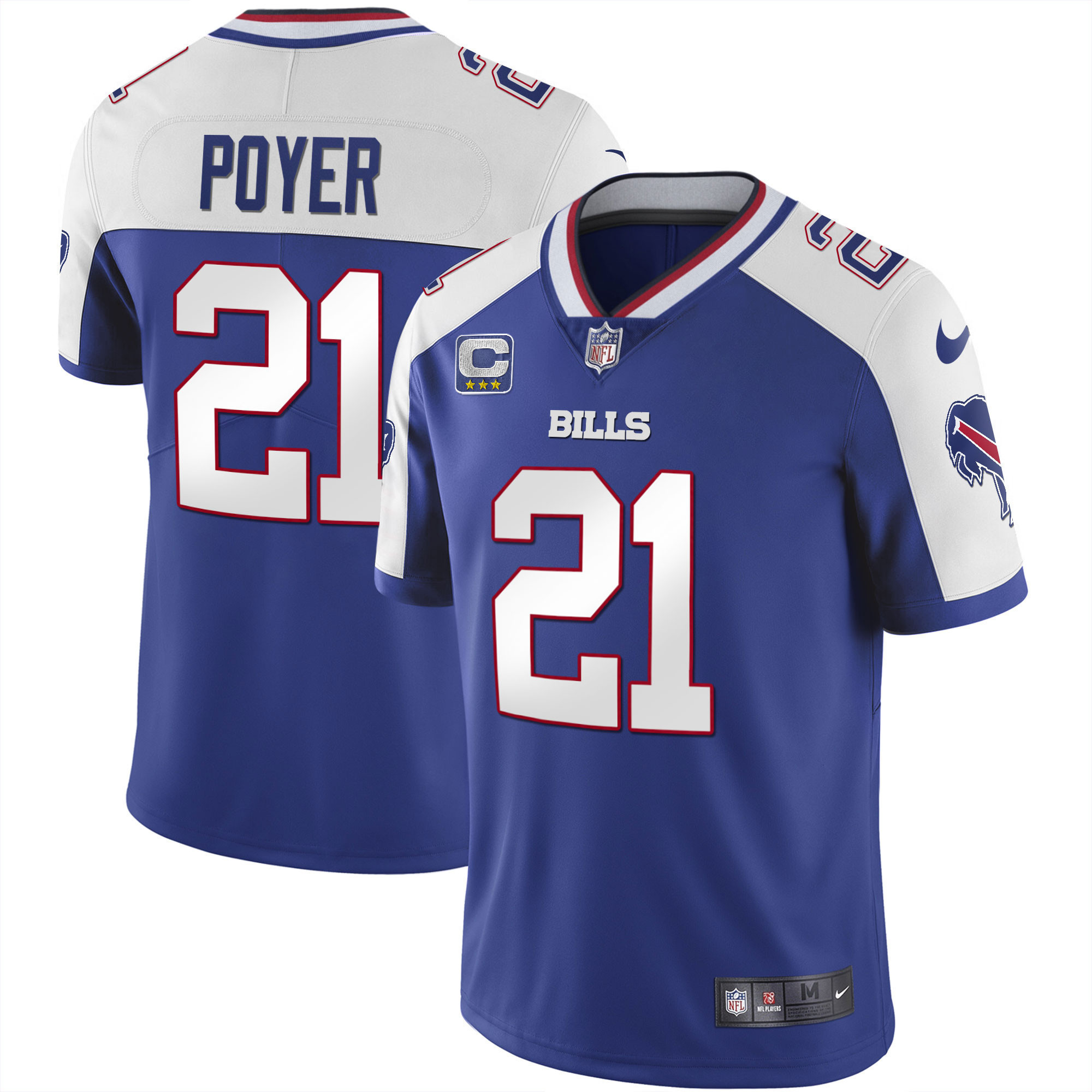 Jordan Poyer Men's Buffalo Bills Alternate Vapor Black Gold & Black Inverted Limited - All Stitched Royal White Jersey - All Stitched