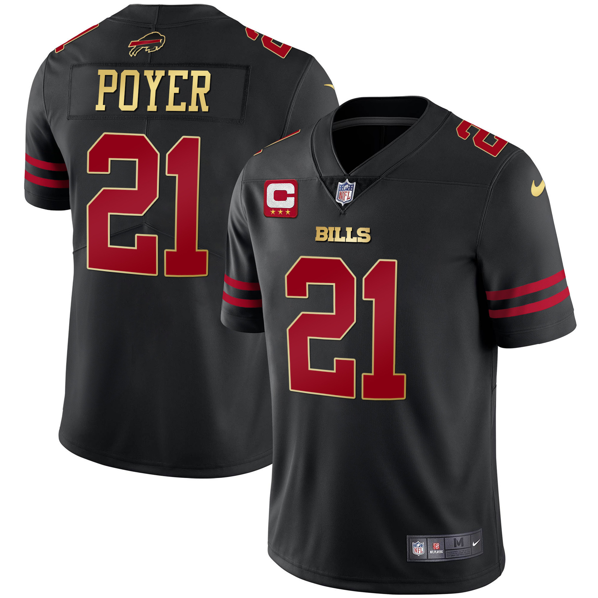 Jordan Poyer Men's Buffalo Bills Black Gold & Royal Gold Vapor Black Red Jersey - All Stitched