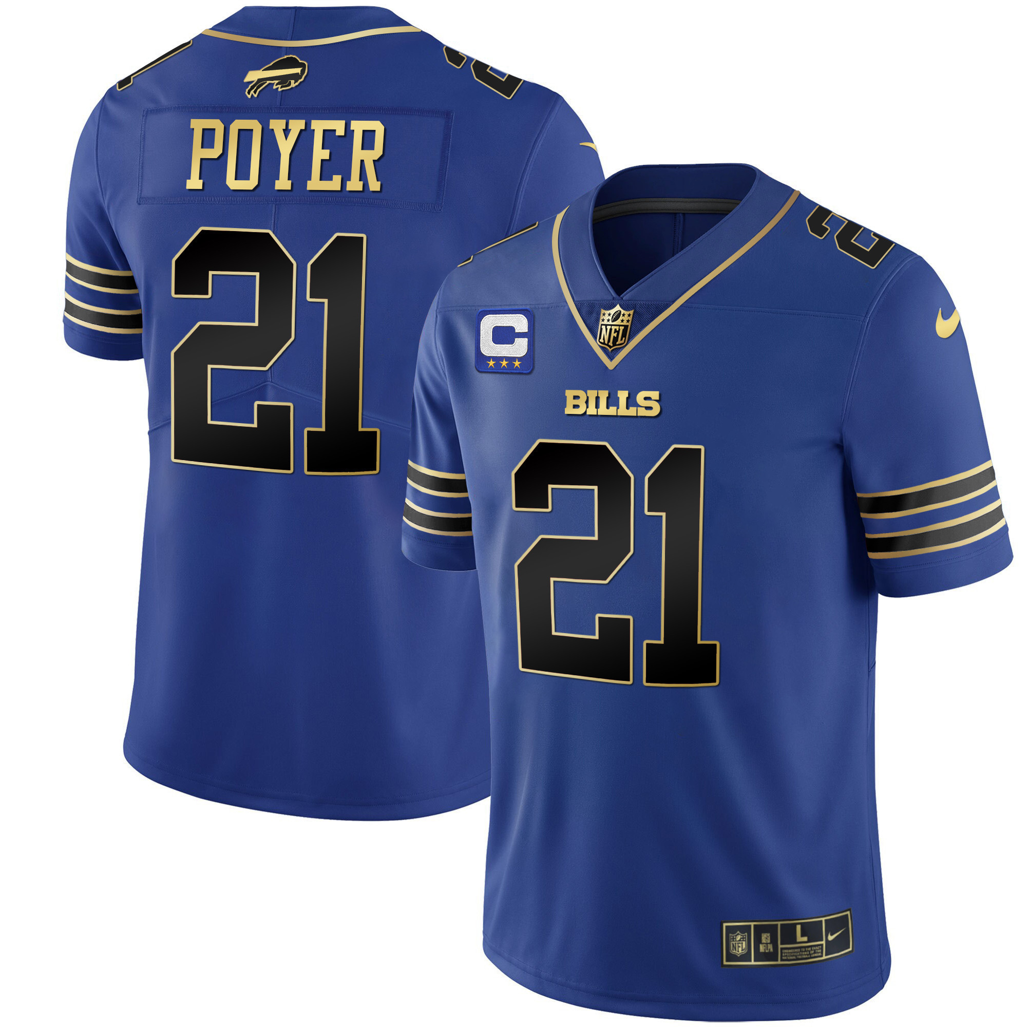 Jordan Poyer Men's Buffalo Bills Black Gold & Royal Gold Vapor Royal Black Jersey - All Stitched
