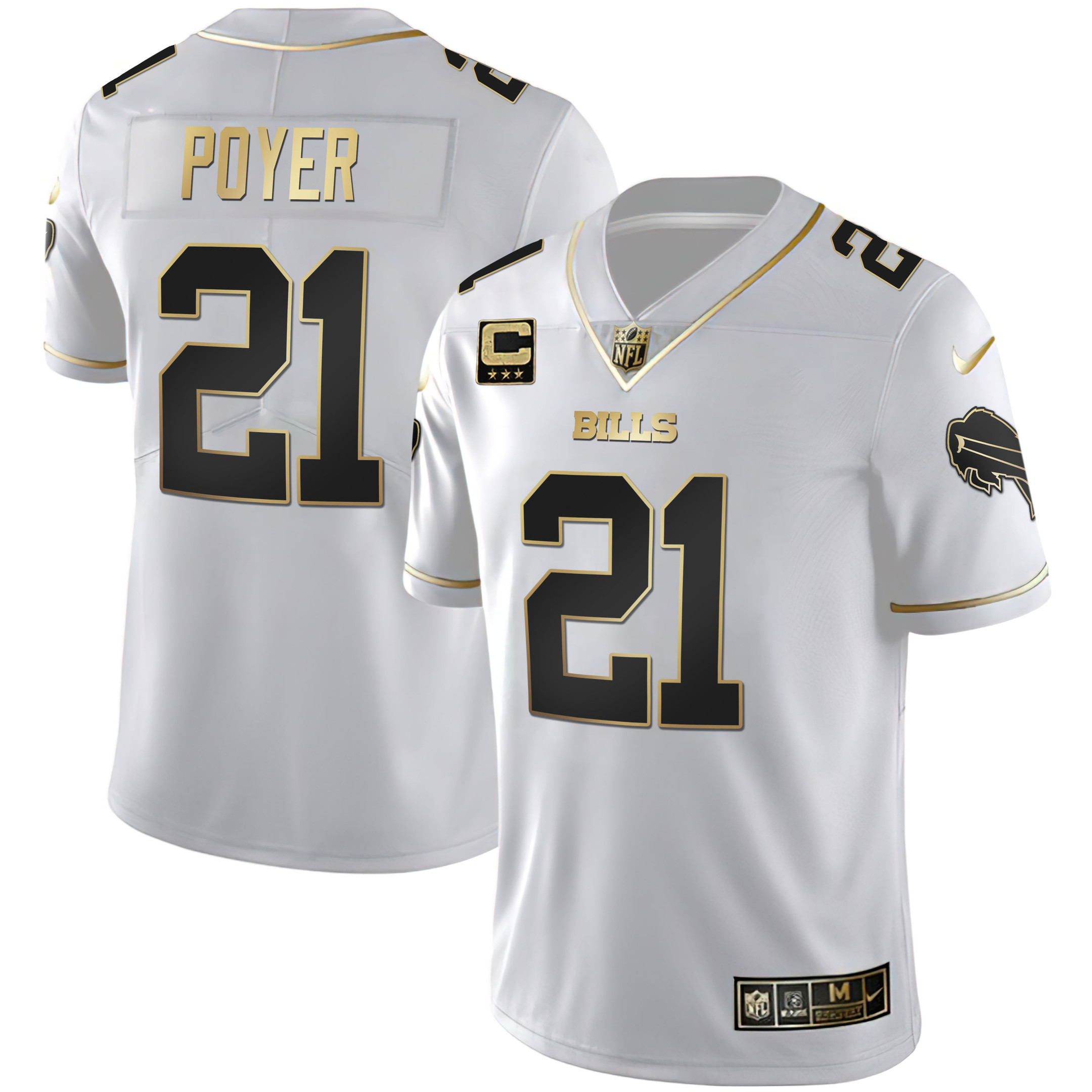 Jordan Poyer Men's Buffalo Bills White Gold & Black Gold - All Stitched White Gold Jersey - All Stitched