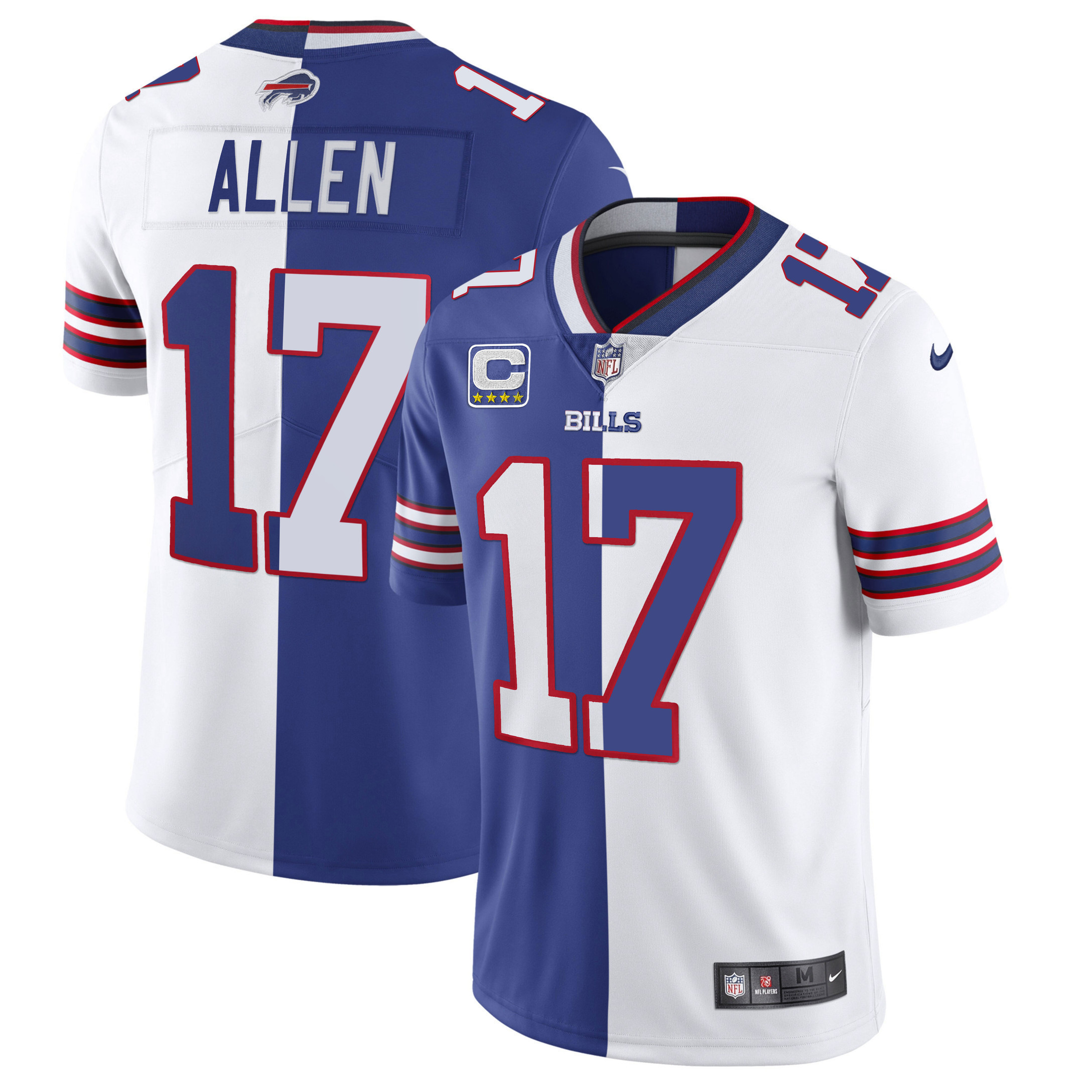 Josh Allen Buffalo Bills Split - All Stitched Split Royal White Jersey - All Stitched