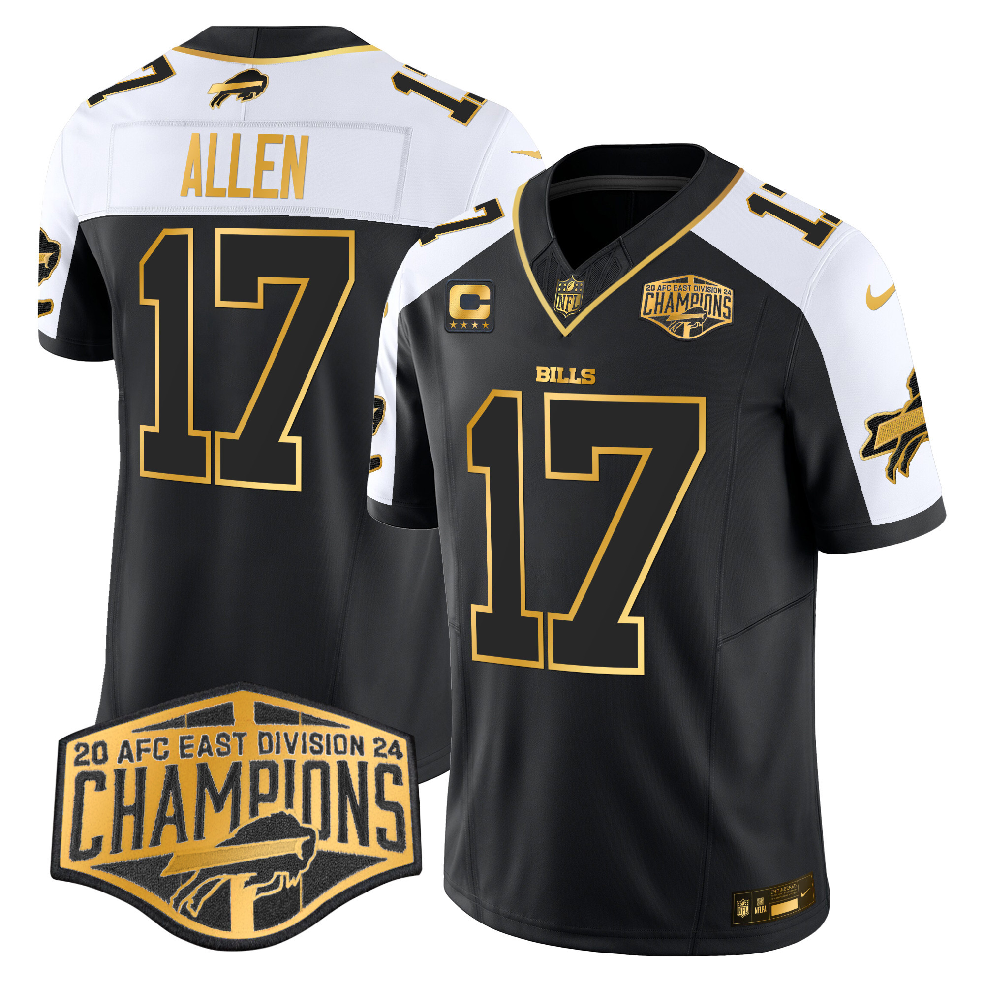 Josh Allen Men's Buffalo Bills 2024 AFC East Division Champions Gold Vapor Limited Alternate Jersey - All Stitched