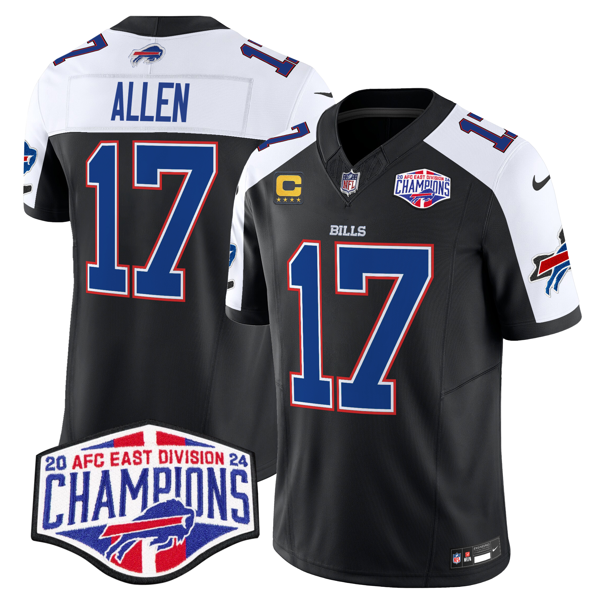 Josh Allen Men's Buffalo Bills 2024 AFC East Division Champions Vapor Limited Black Alternate Jersey - All Stitched