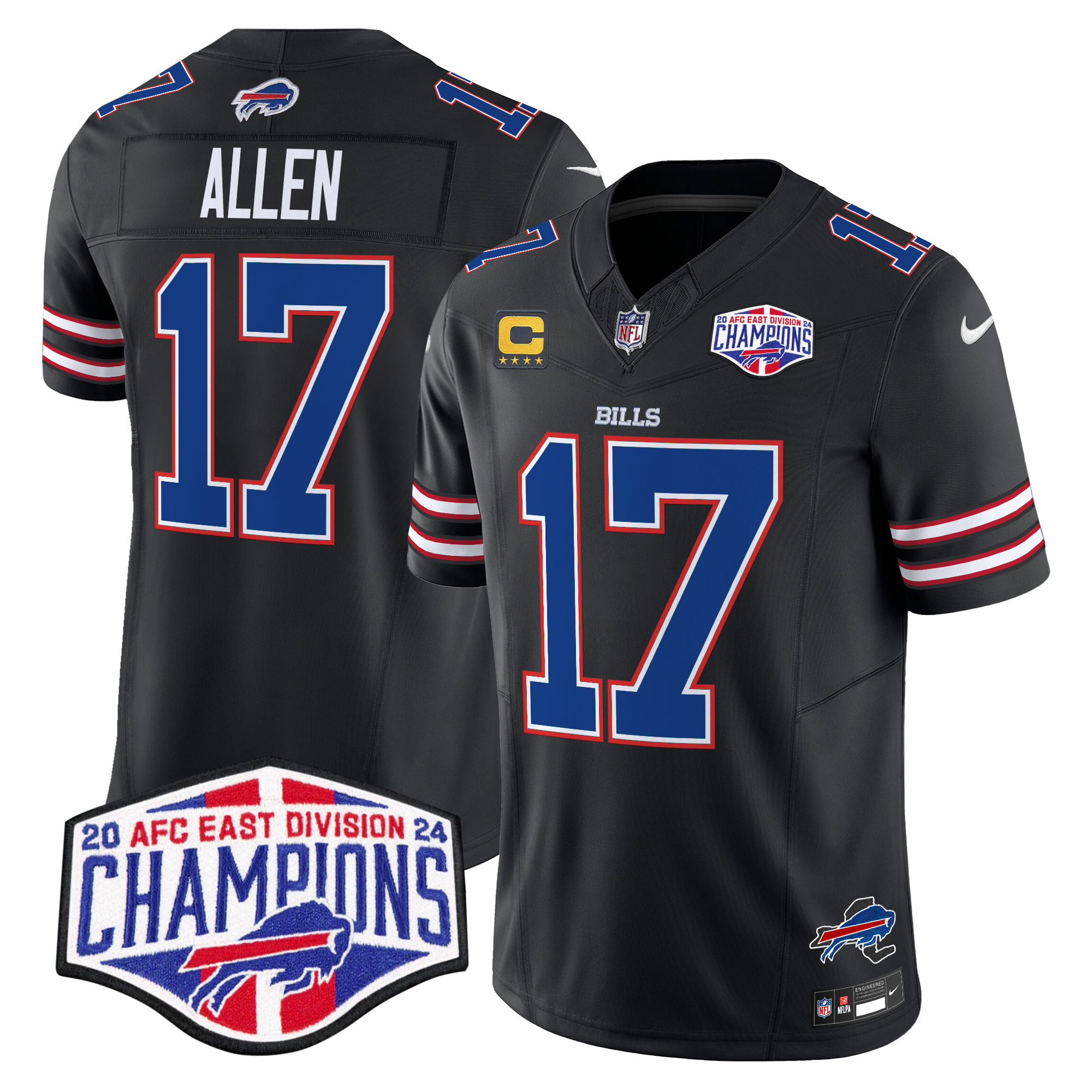 Josh Allen Men's Buffalo Bills 2024 AFC East Division Champions Vapor Limited Black Jersey - All Stitched
