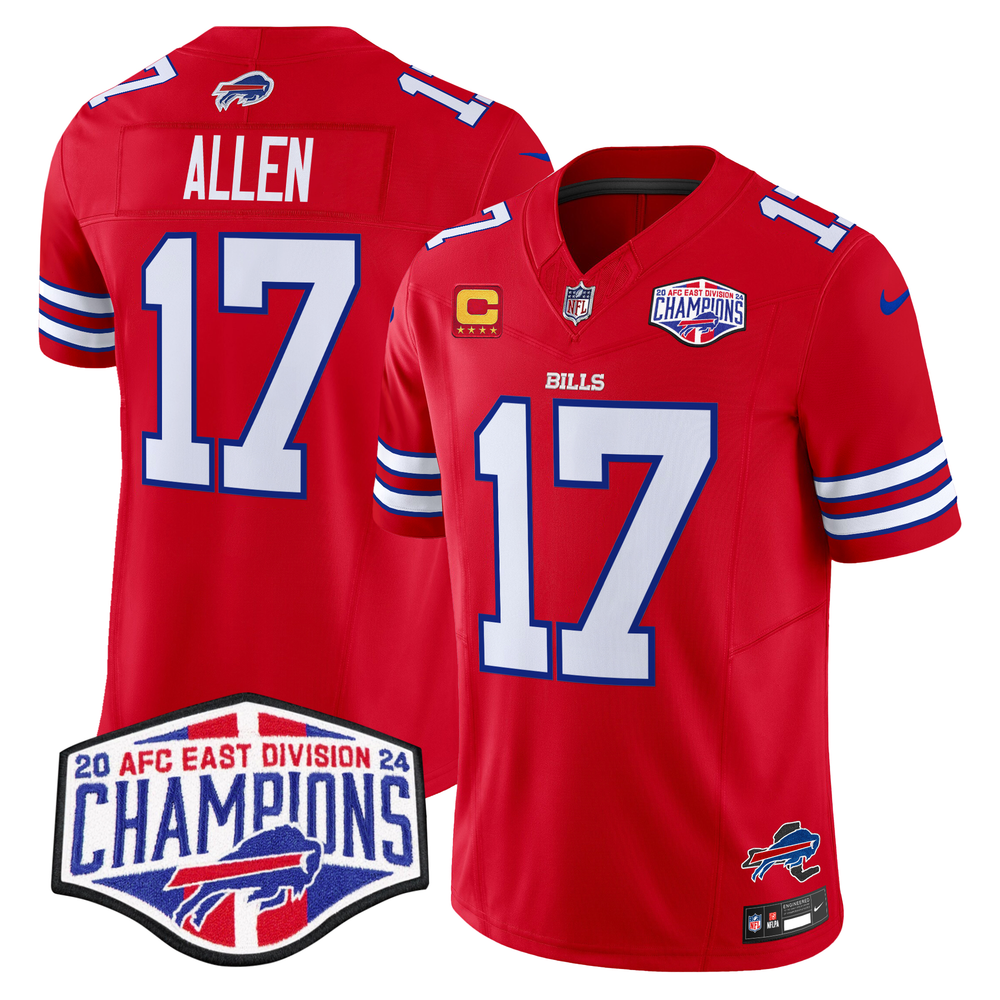 Josh Allen Men's Buffalo Bills 2024 AFC East Division Champions Vapor Limited Red Jersey - All Stitched