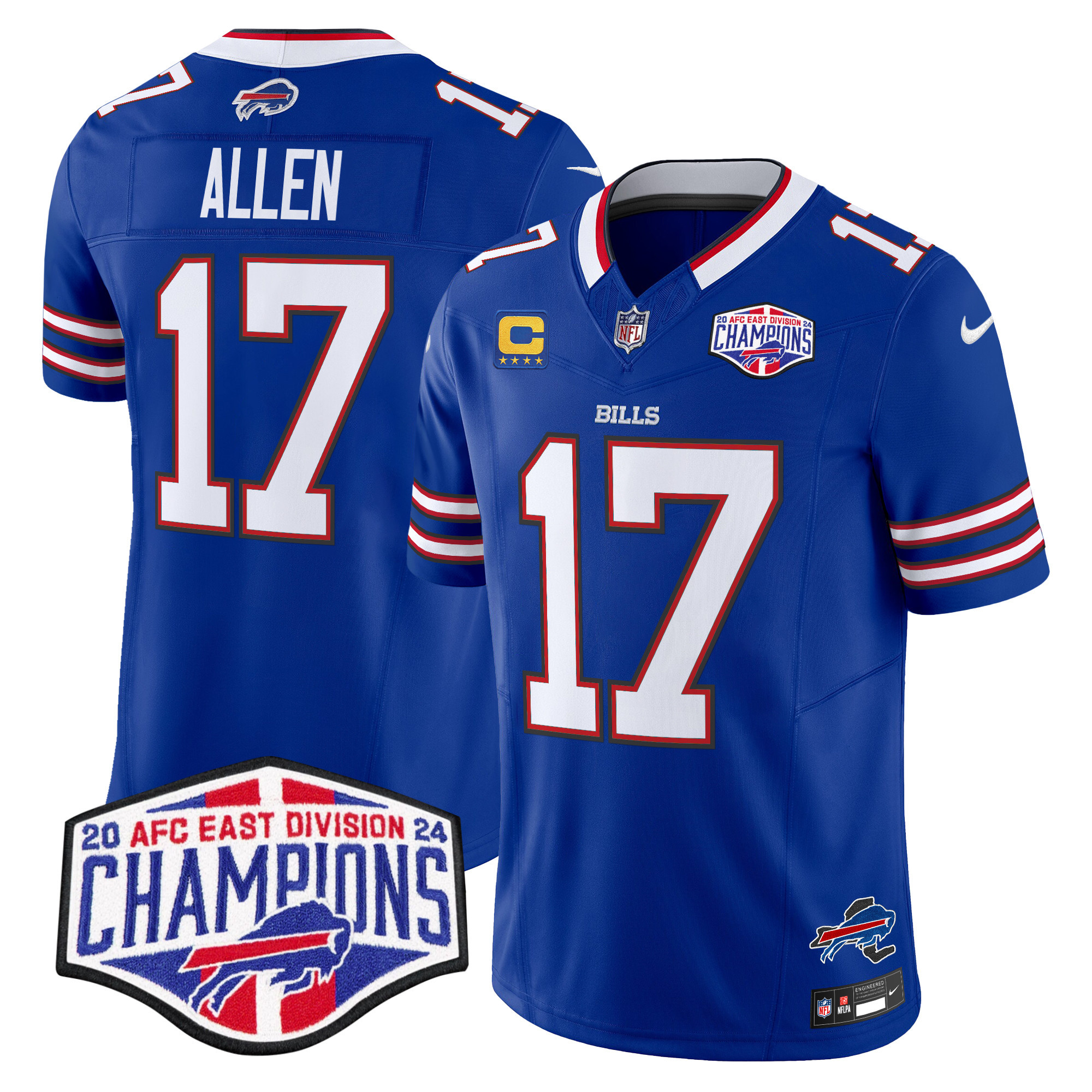 Josh Allen Men's Buffalo Bills 2024 AFC East Division Champions Vapor Limited Royal Jersey - All Stitched