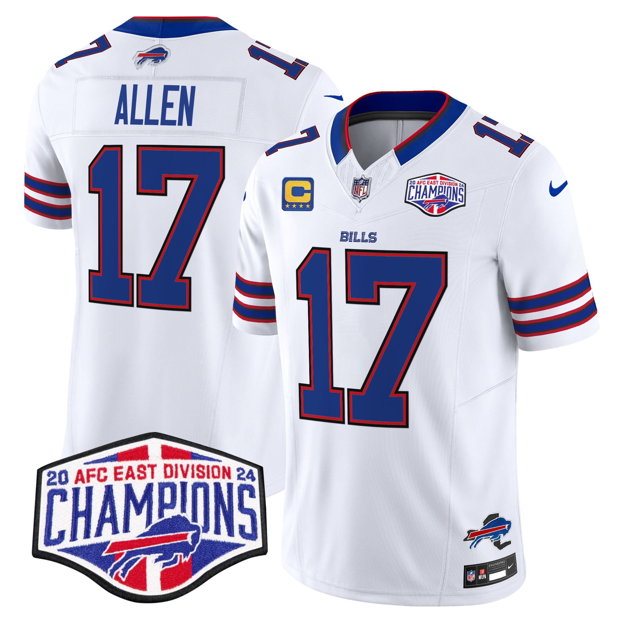 Josh Allen Men's Buffalo Bills 2024 AFC East Division Champions Vapor Limited White Jersey - All Stitched